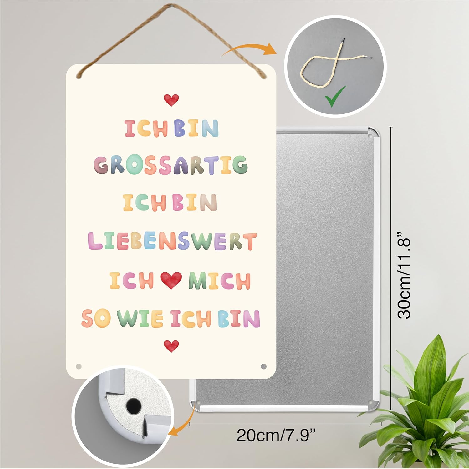 Detalle de BERLIG Metallschild 30x20 cm Vintage Motivationsschild