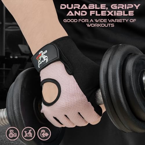 Detalle 2 de BEAST RAGE Guantes de Fitness para levantamiento de pesas – transpirables, acolchados de silicona y antideslizantes (S, Rosa)