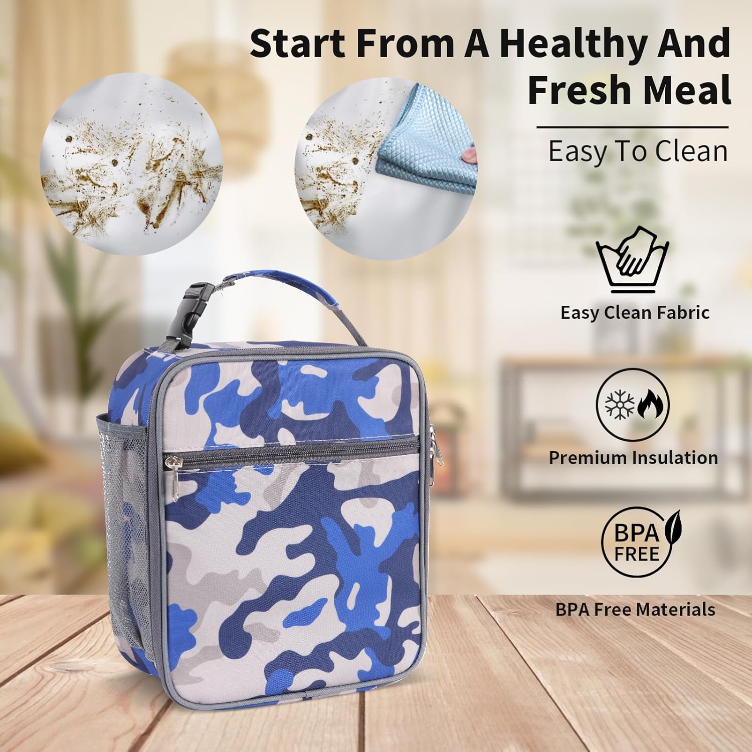 Thumbnail 5 de Minicoco Camouflage Insulated Lunch Bag – 6.5L, 26 x 23 x 11 cm