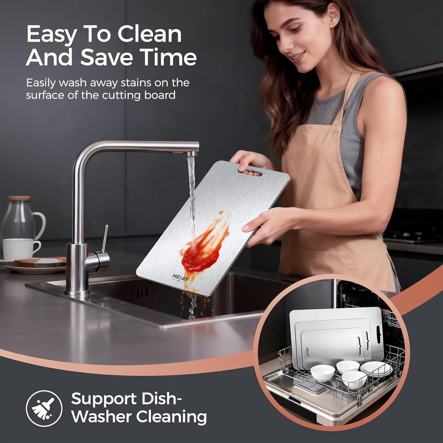 Thumbnail 5 de HEIAT Titanium Cutting Board Set of 3 (100% Pure Titanium) — Double-Sided Boards, Handles Included