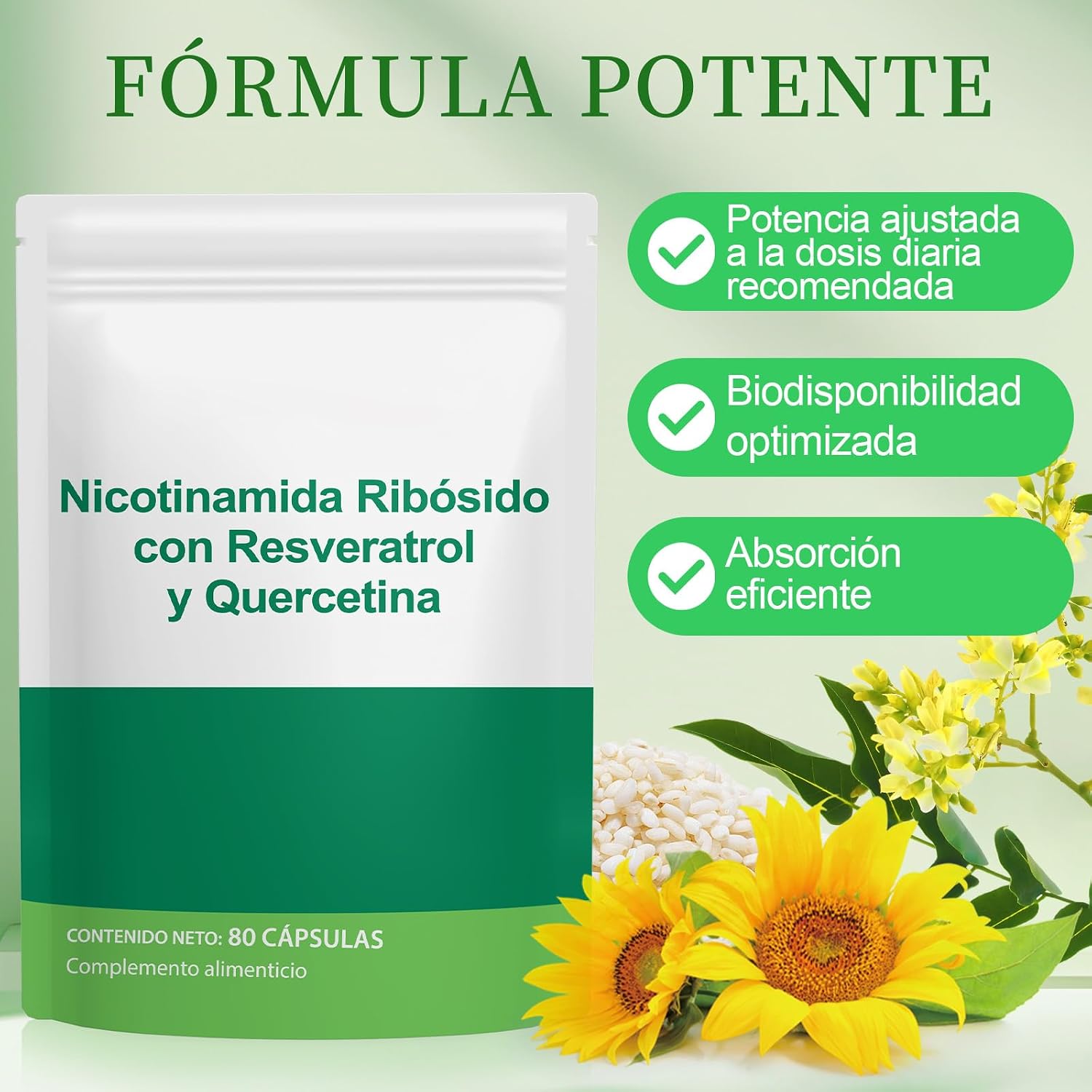 Thumbnail 4 de Nicotinamida Ribósido con Resveratrol y Quercetina 80 Cápsulas
