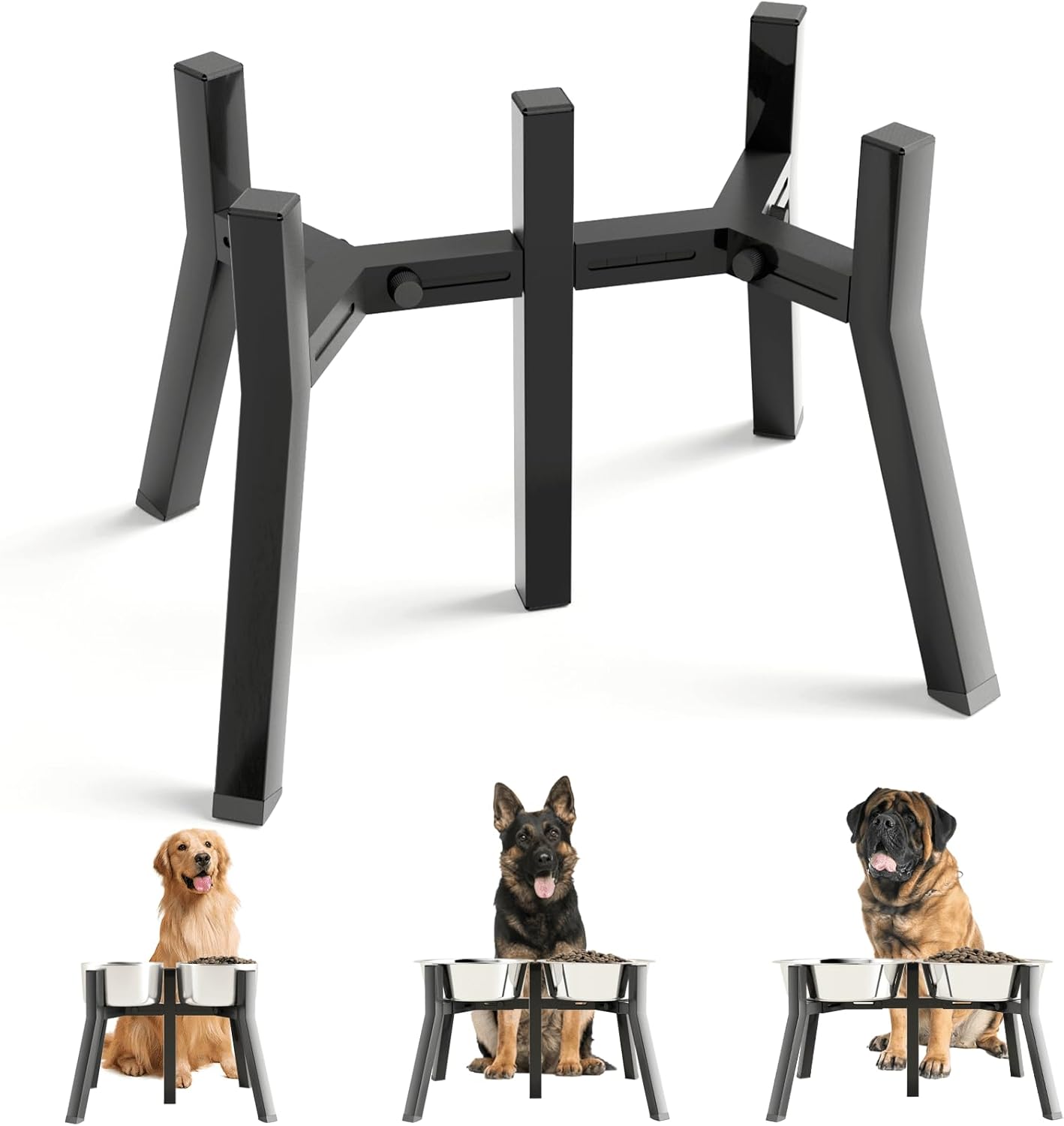 ADENGL supporto per ciotole rialzate per cani taglia media e grande, larghezza regolabile 18–27 cm