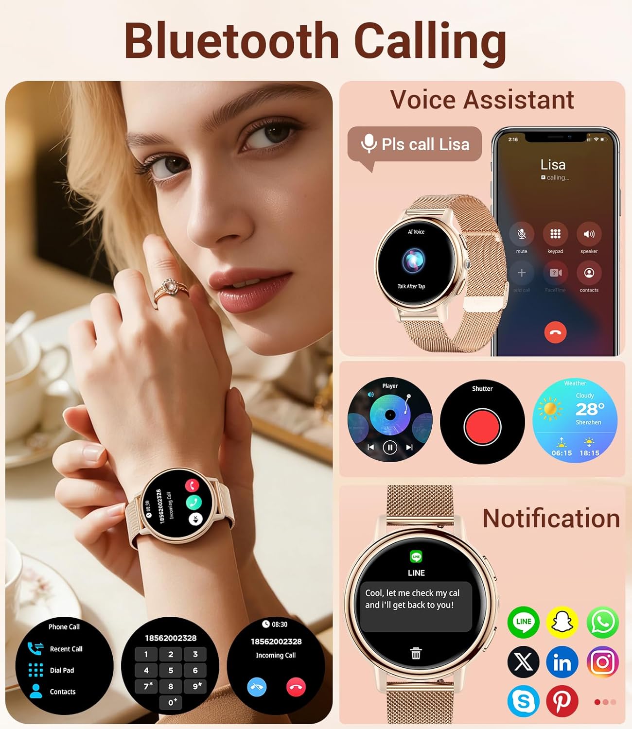 Thumbnail 1 de SUNKTA Smartwatch for Women 1.26-inch