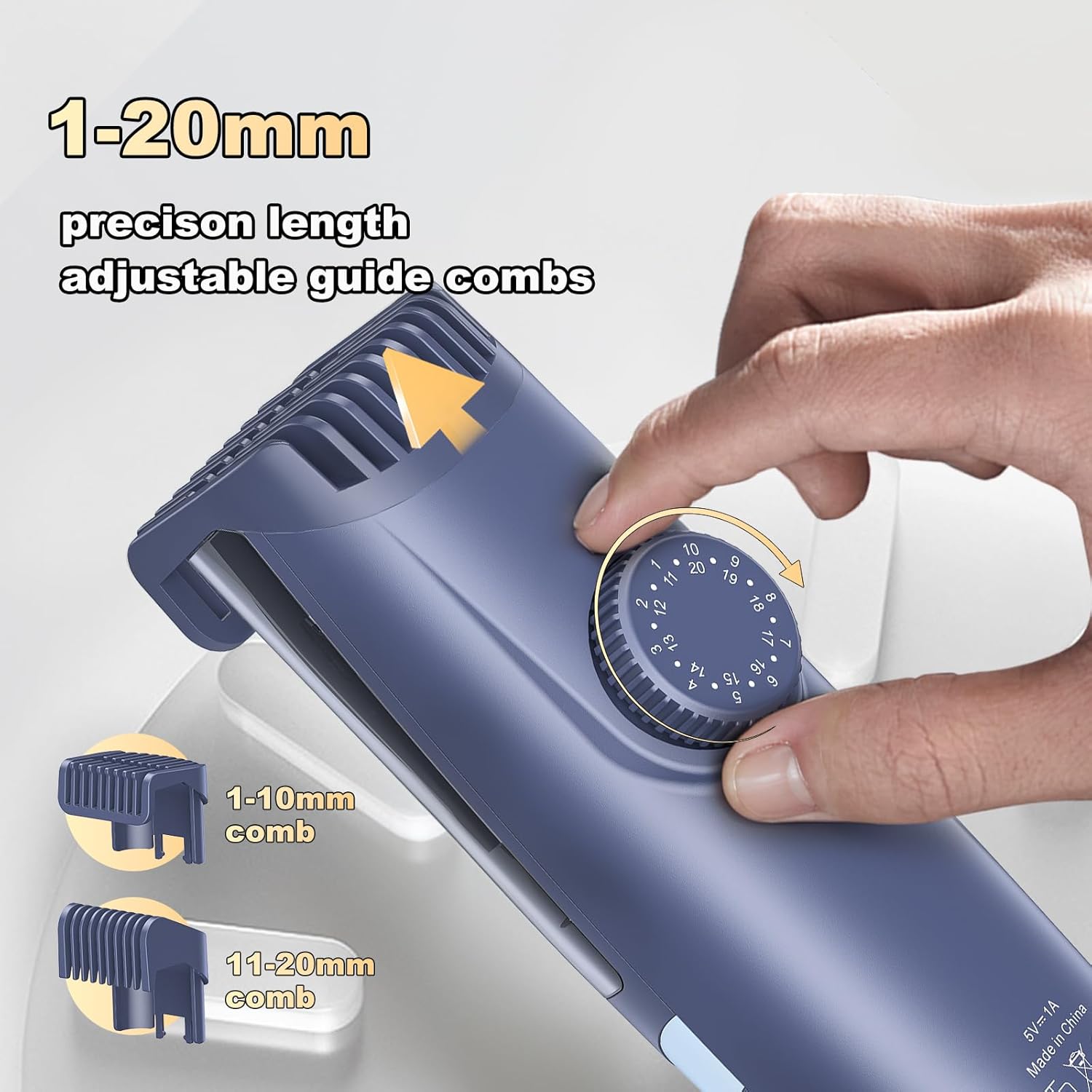 Detalle de Vacuum Beard Trimmer for Men with Ceramic Blades and USB-C Charging