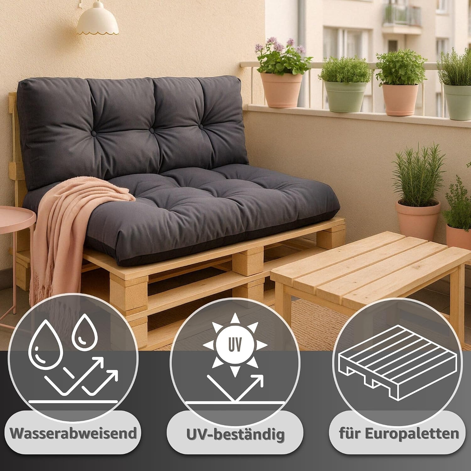 Thumbnail 2 de Amazinggirl Coussin Palette de Jardin – Lot de 2, 120 x 80 cm