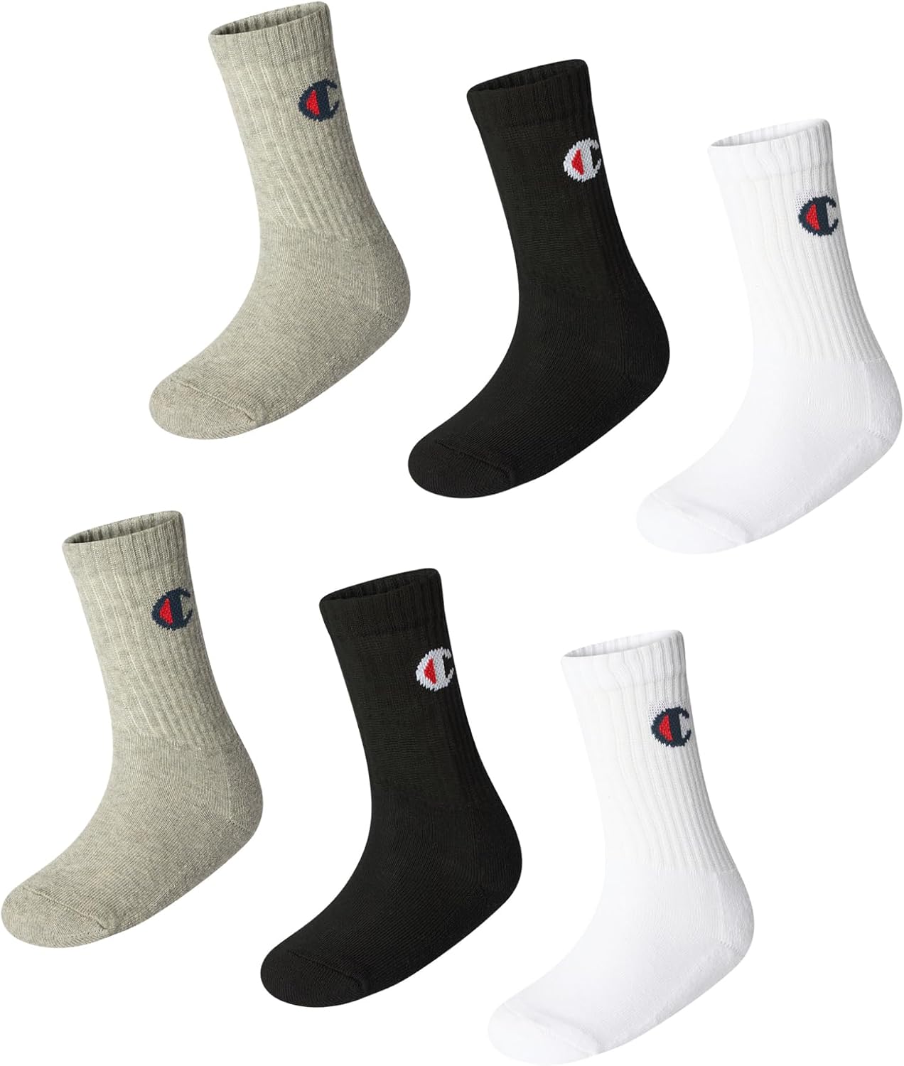 Detalle de Champion Unisex Basics 6pk Crew Sportsocken – Weiß, 43-46 EU