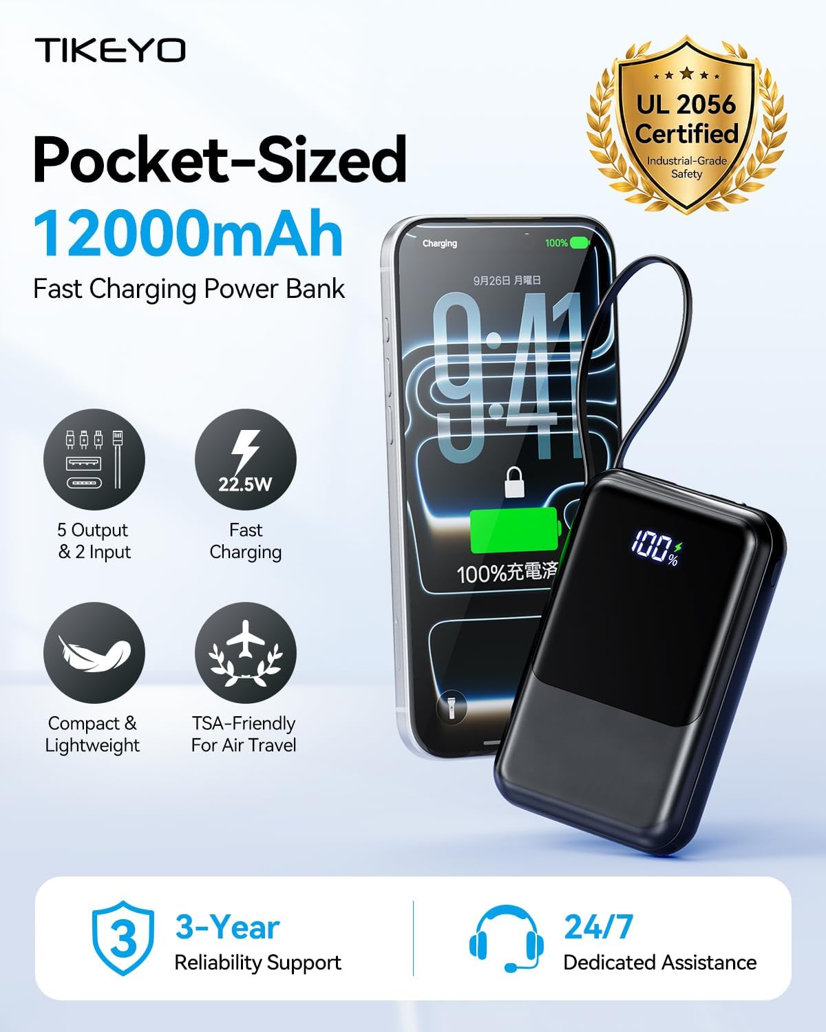 Detalle 2 de Tikeyo portable power bank 12,000mAh