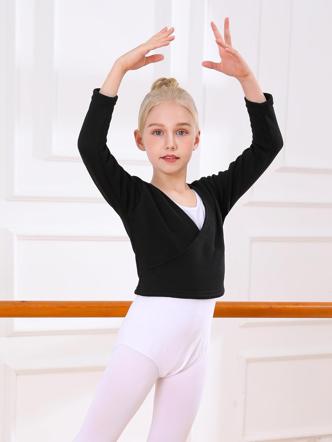 Detalle 2 de Bezioner Ballett Wickeljacke mit Fleece – Langarm, für Mädchen und Damen