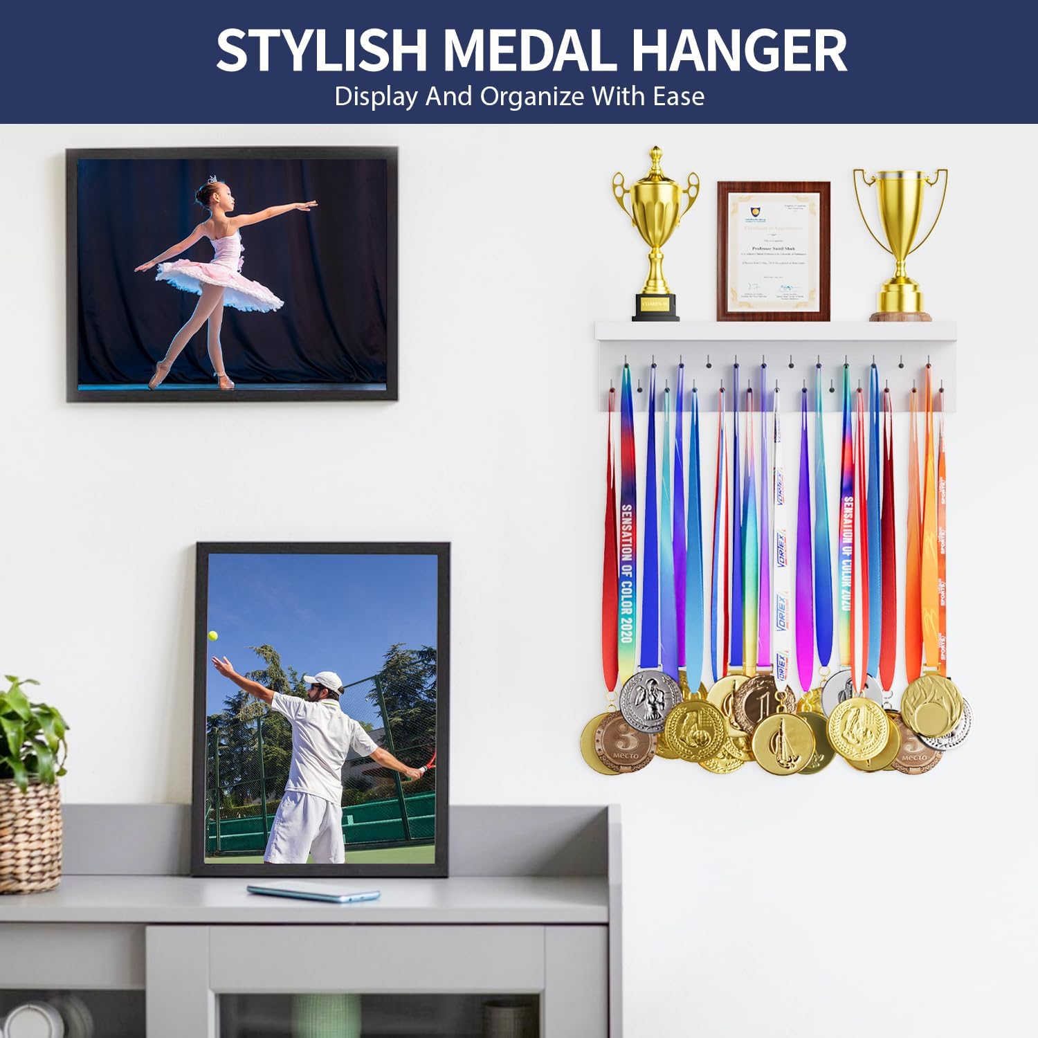 Thumbnail 5 de Medal holder trophy rack 25 hooks, 40.5cm
