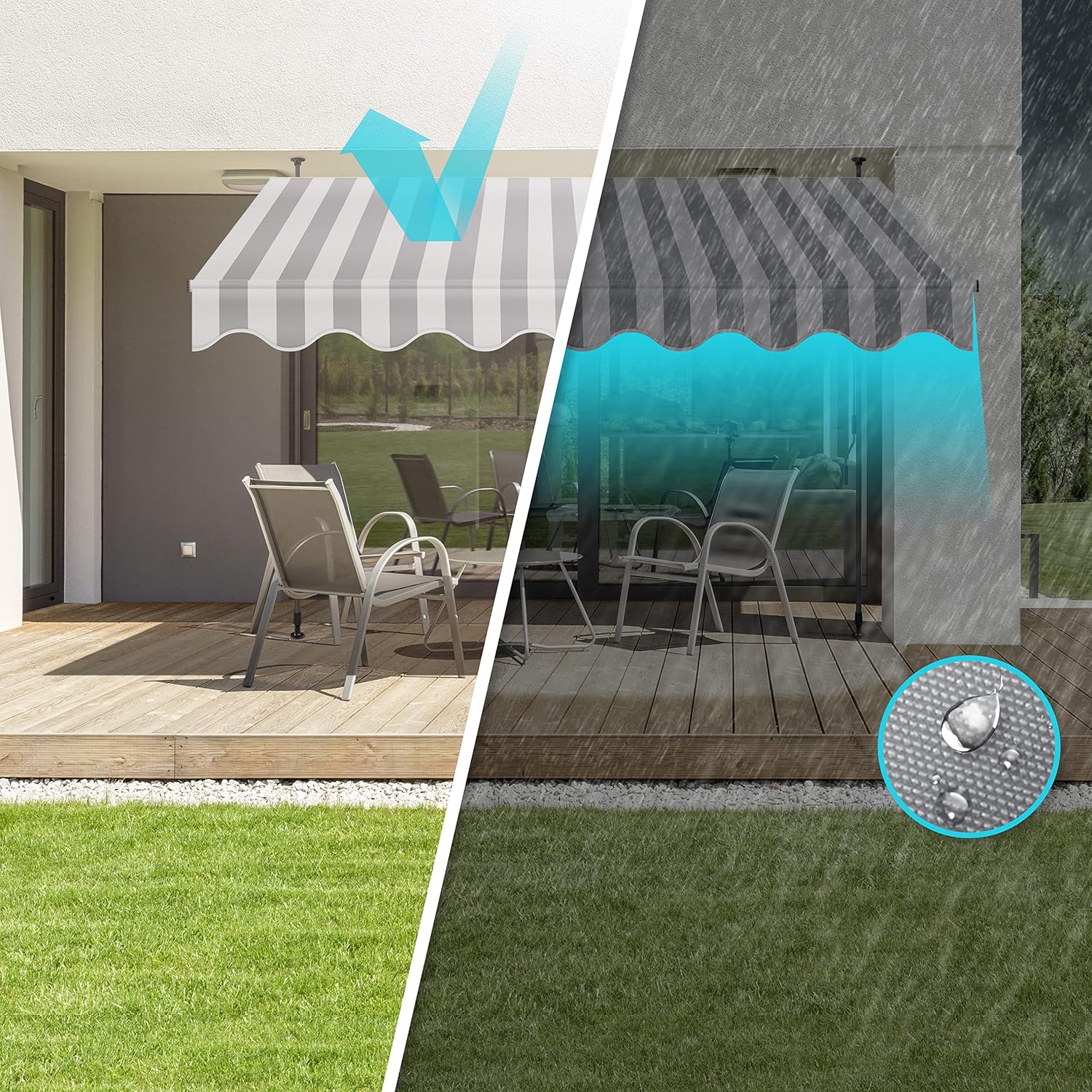 Detalle 2 de KESSER® Toldo Balcón con Manivela UV y Resistente al Agua ☀