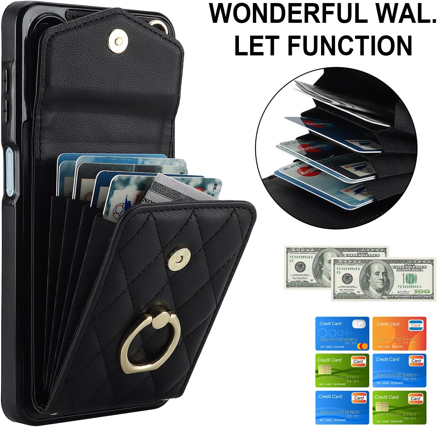 Thumbnail 1 de Asuwish Wallet Case with Tempered Glass & RFID Shield for Samsung Galaxy A13 (4G/5G) – Leather Crossbody Option