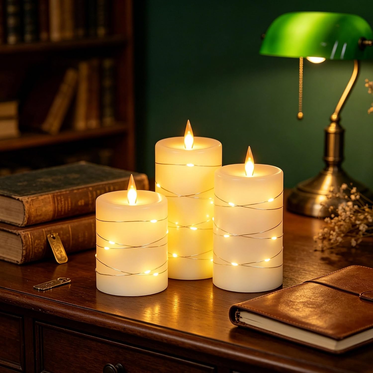 Thumbnail 3 de Da by 3 Candele LED Avorio con Luci Fatate Avvolgenti – Set da 3 candele decorative in cera, telecomando incluso