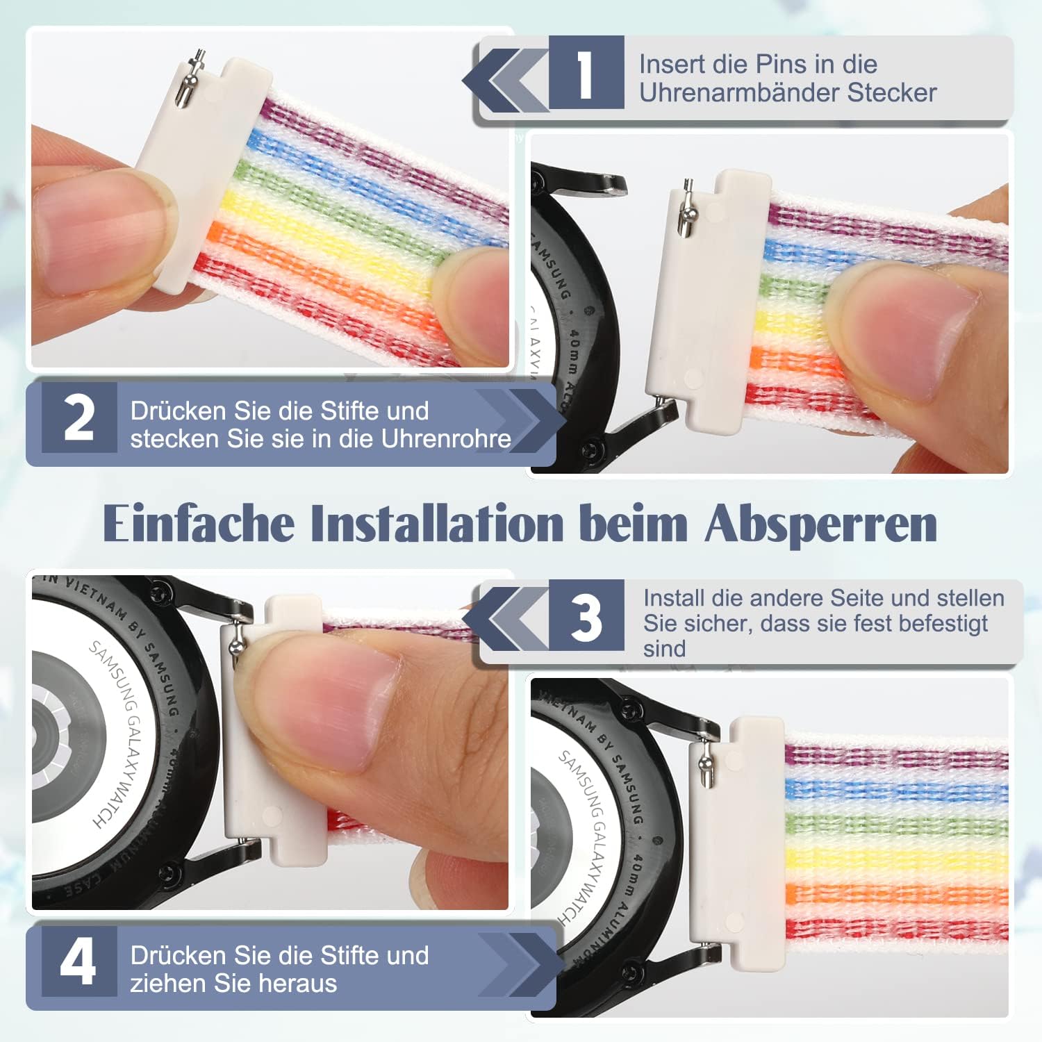 Thumbnail 3 de Vodtian 20 mm Nylonarmband – kompatibel mit Galaxy Watch 7/6/5/4, FE, Pro, Classic-Varianten und Garmin Vivoactive