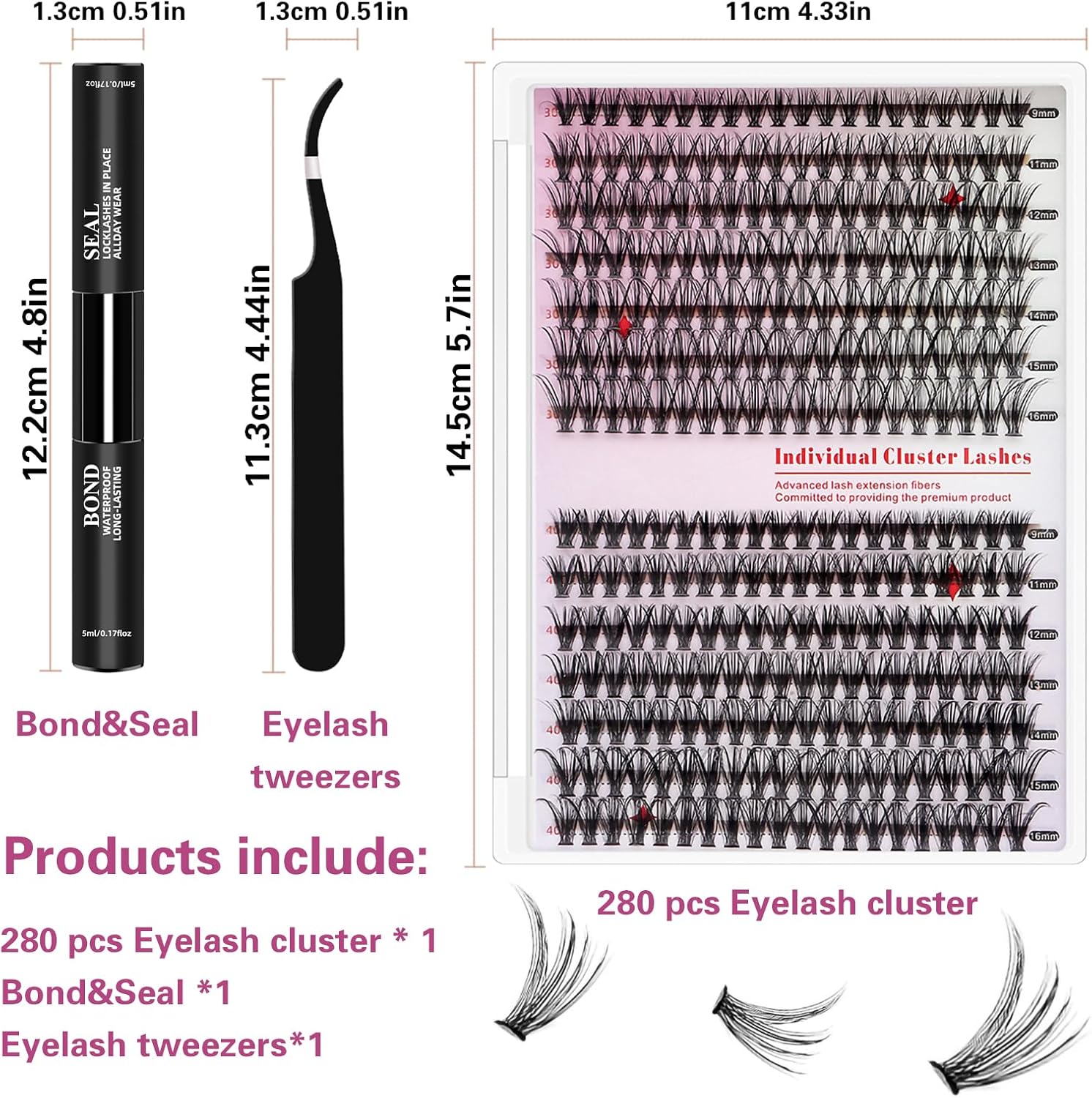 Thumbnail 5 de Qilnyeh Pestañas Cluster Lashes Kit 280 piezas