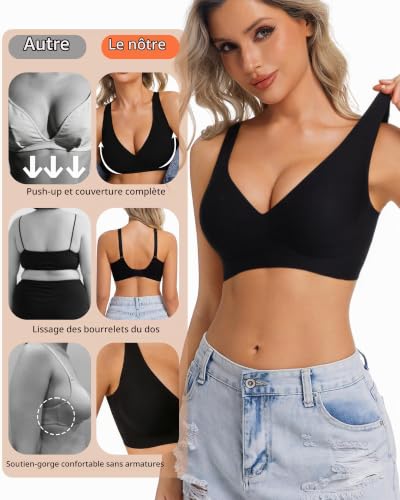Detalle de HOWIN Soutien-Gorge Sans Armature Comfit Plongeant pour Femme