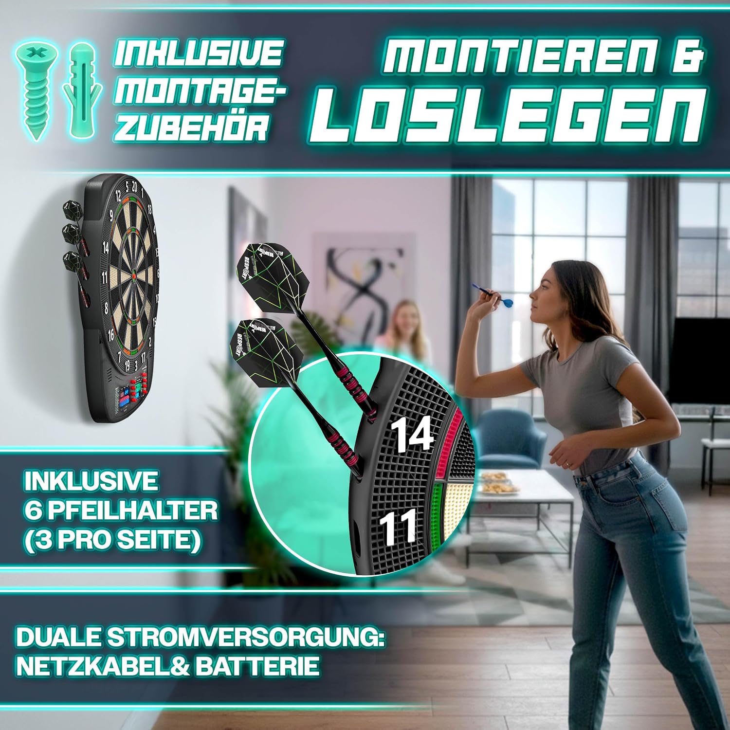Thumbnail 6 de RE:SPORT RSEDS-001 elektronisch dartbord voor 1-8 spelers, 427 varianten