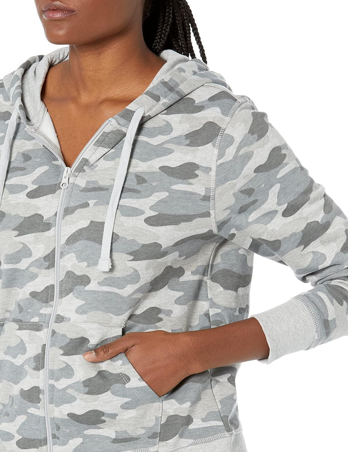 Thumbnail 2 de Amazon Essentials Damen Fleece-Hoodie mit durchgehendem Reißverschluss – Grau Tarnmuster, XL