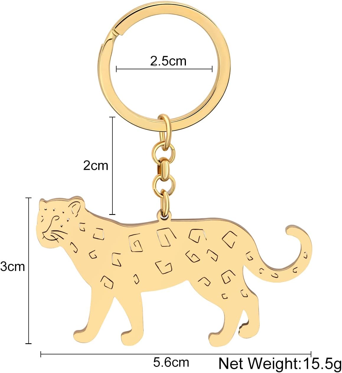 Thumbnail 2 de RAIDIN Porte-clés Tigre Léopard en acier inoxydable 30 mm