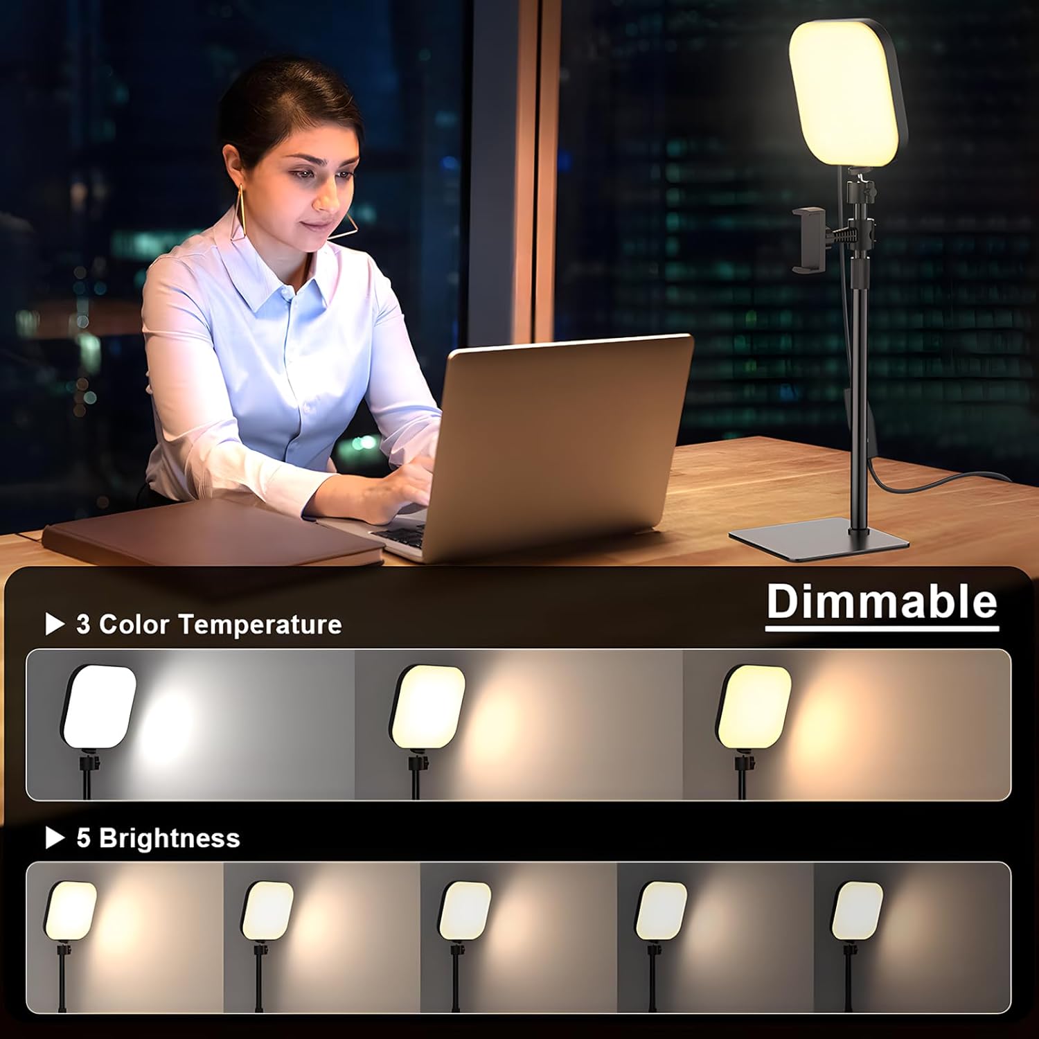 Thumbnail 1 de Mojimdo 180 LED Videolicht mit Handyhalter – USB-Key-Licht für Zoom, Live-Streaming & Videoaufnahmen