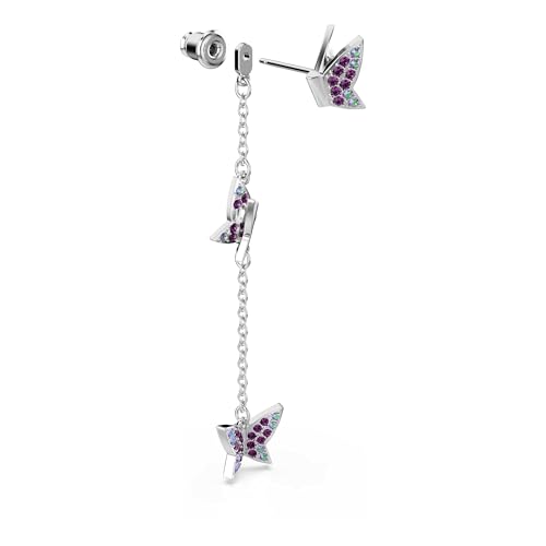 Thumbnail 2 de Swarovski Idyllia Pendientes: Mariposa Morada, Talla Redonda, Baño de Rodio