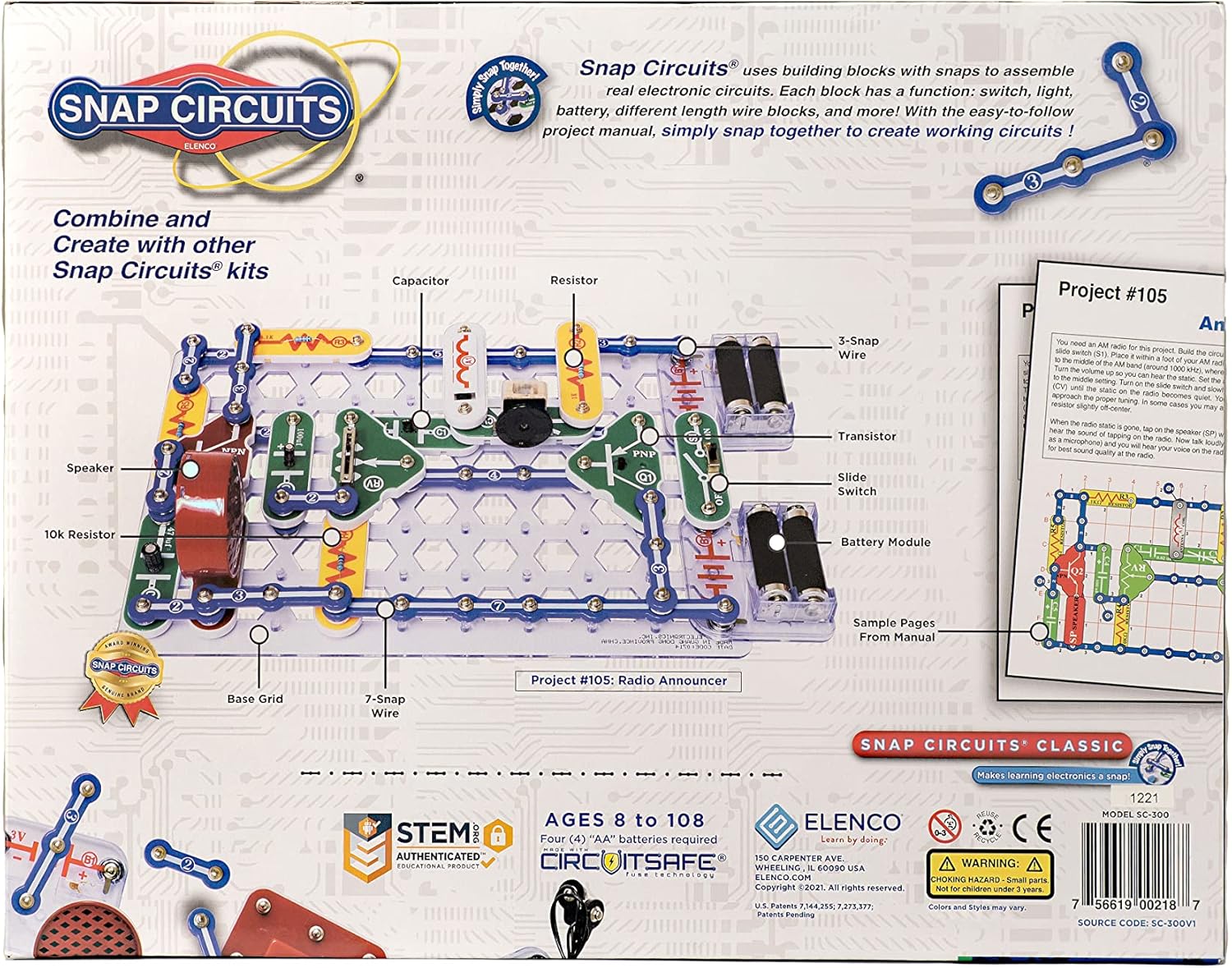 Detalle 2 de Snap Circuits Classic SC-300 electronics kit — 300 projects 🧩