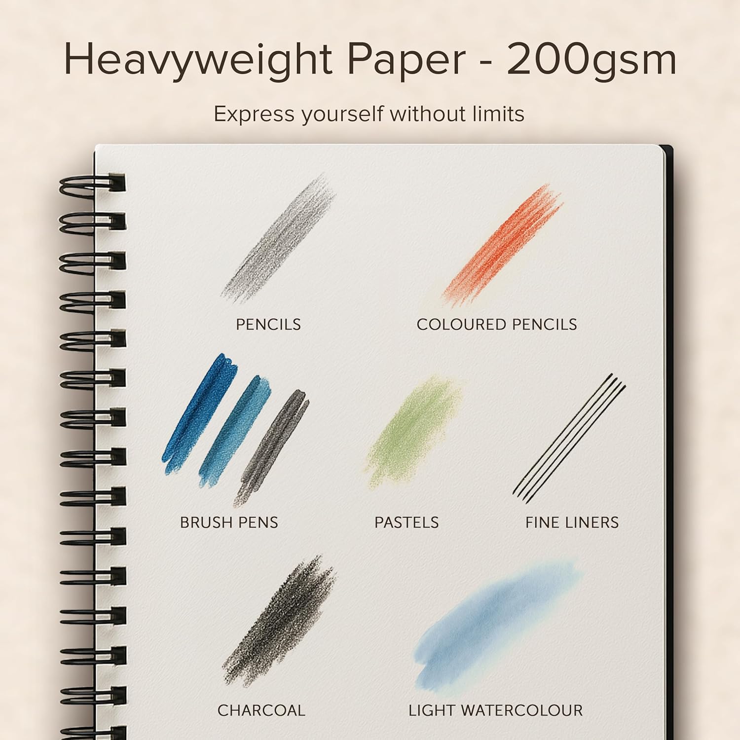 Thumbnail 1 de A4 Hardcover Sketch Book (200GSM) – Spiral Bound 40 Sheets / 80 Pages