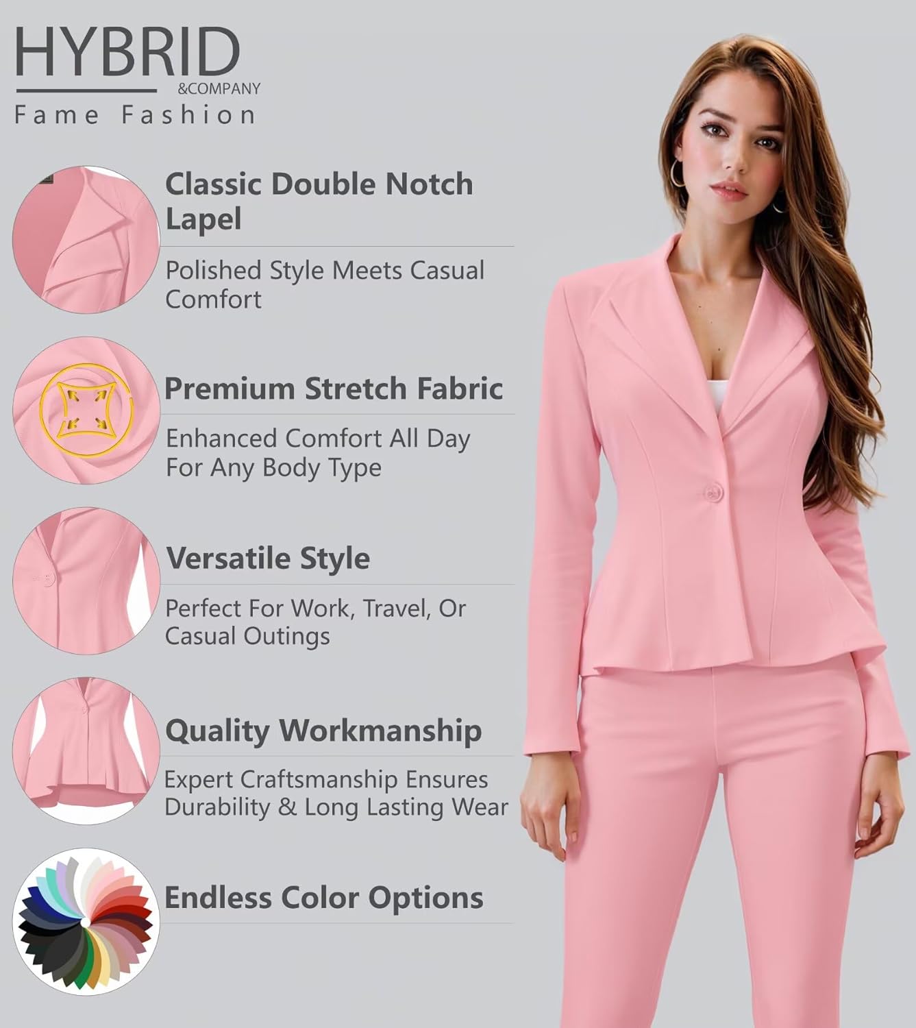 Detalle 2 de Hybrid & Company Women's Double Lapel Blazer 1X