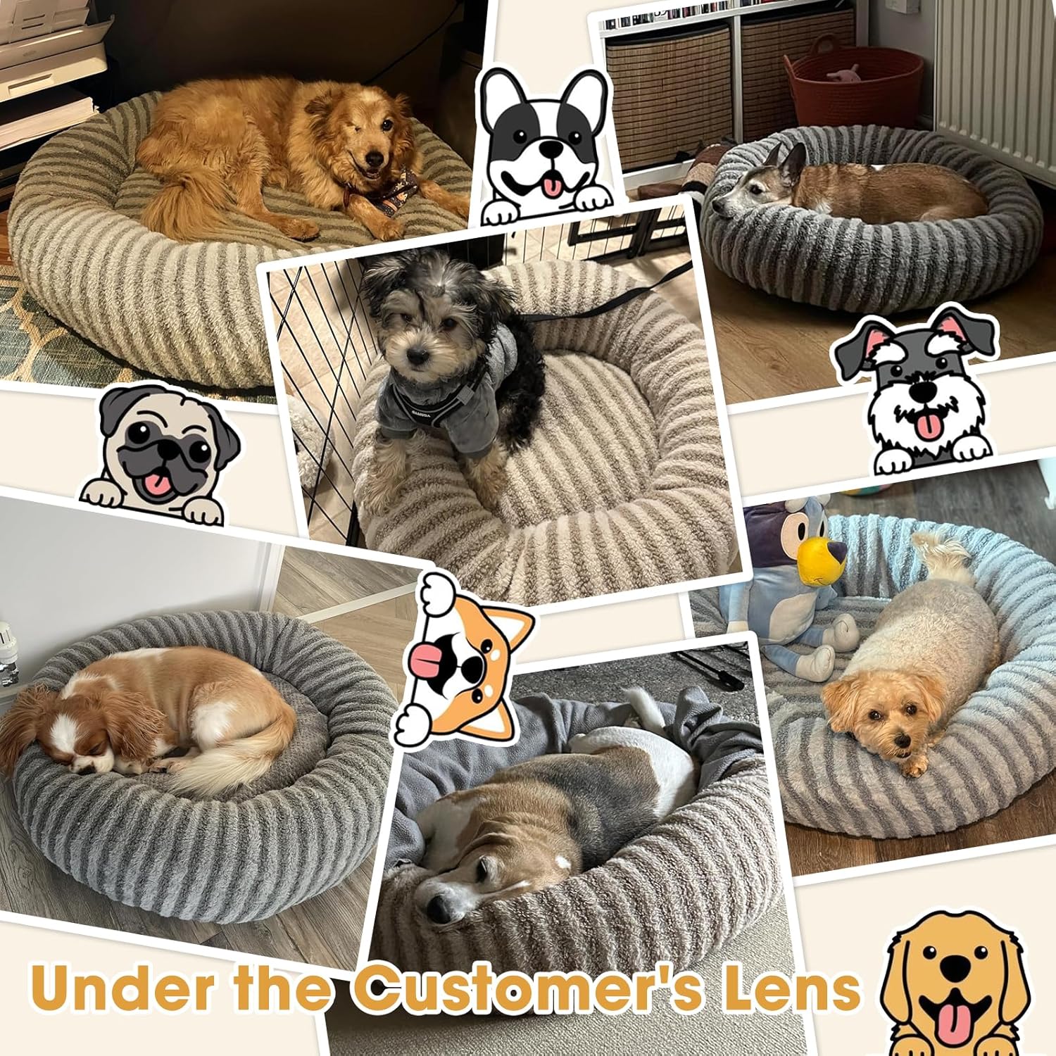 Thumbnail 3 de Pawk Large Donut Dog Bed with Waterproof Cover, 20cm High Side (76x76x20cm)