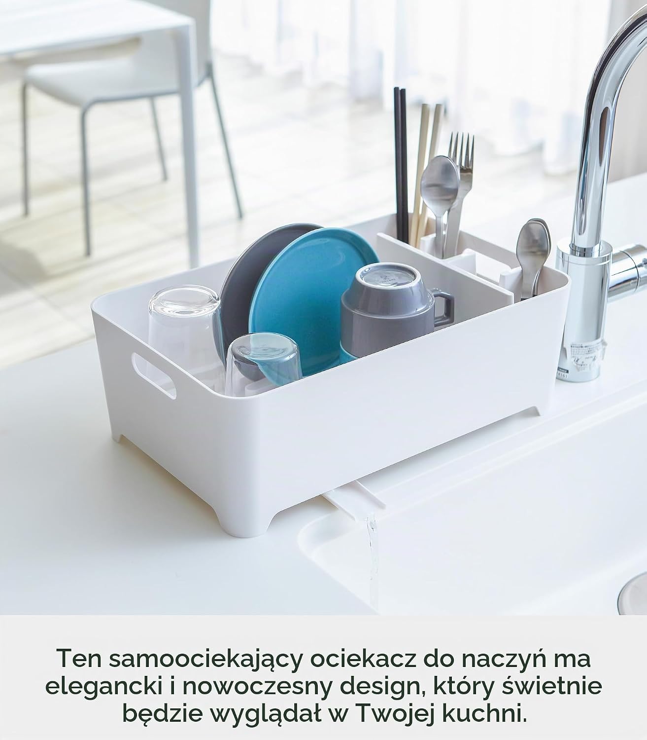 Detalle 2 de YAMAZAKI 2452-P TOWER – biały ociekacz z obrotowym odpływem, ABS