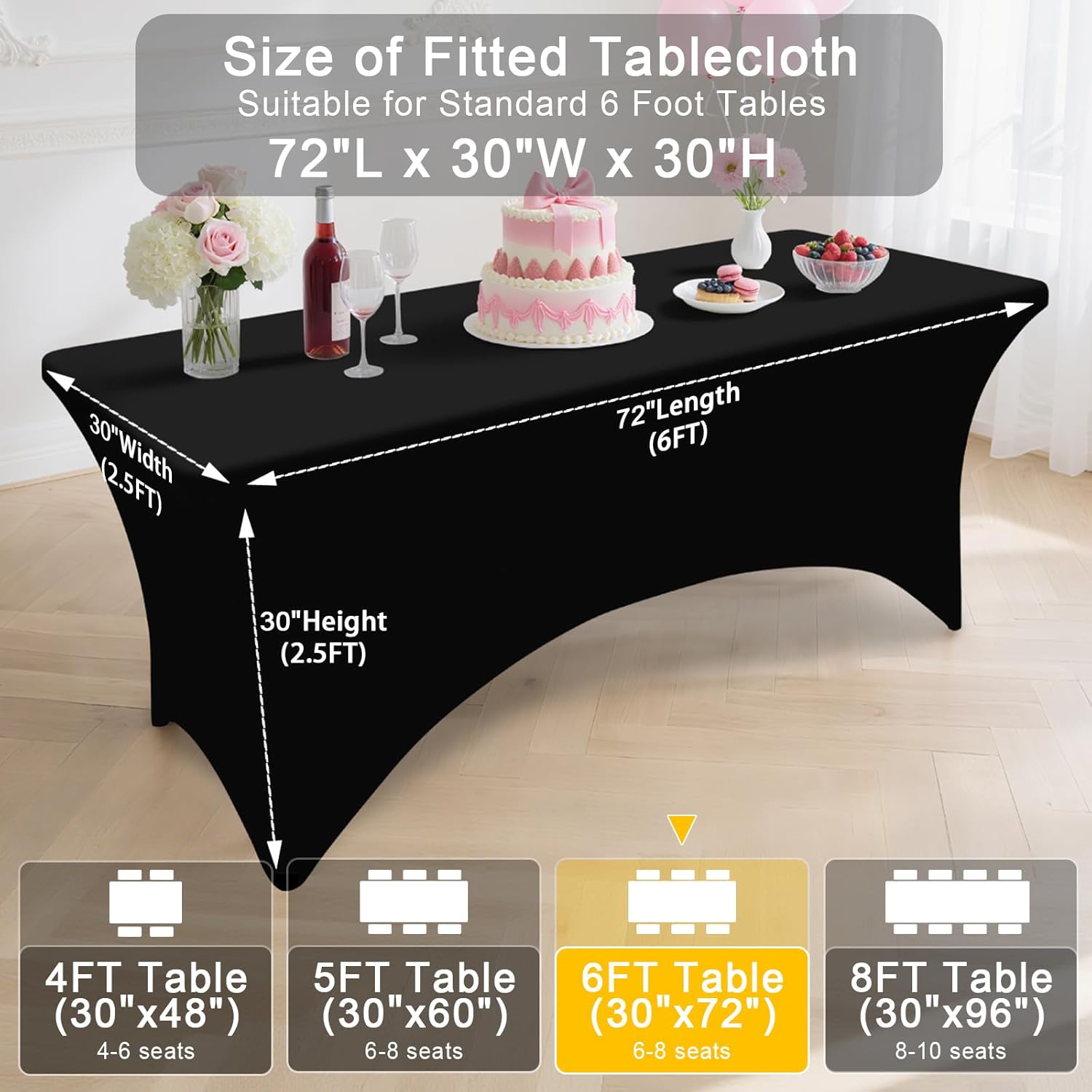 Thumbnail 6 de Smiry 2 Pack Spandex Table Cloth 72in