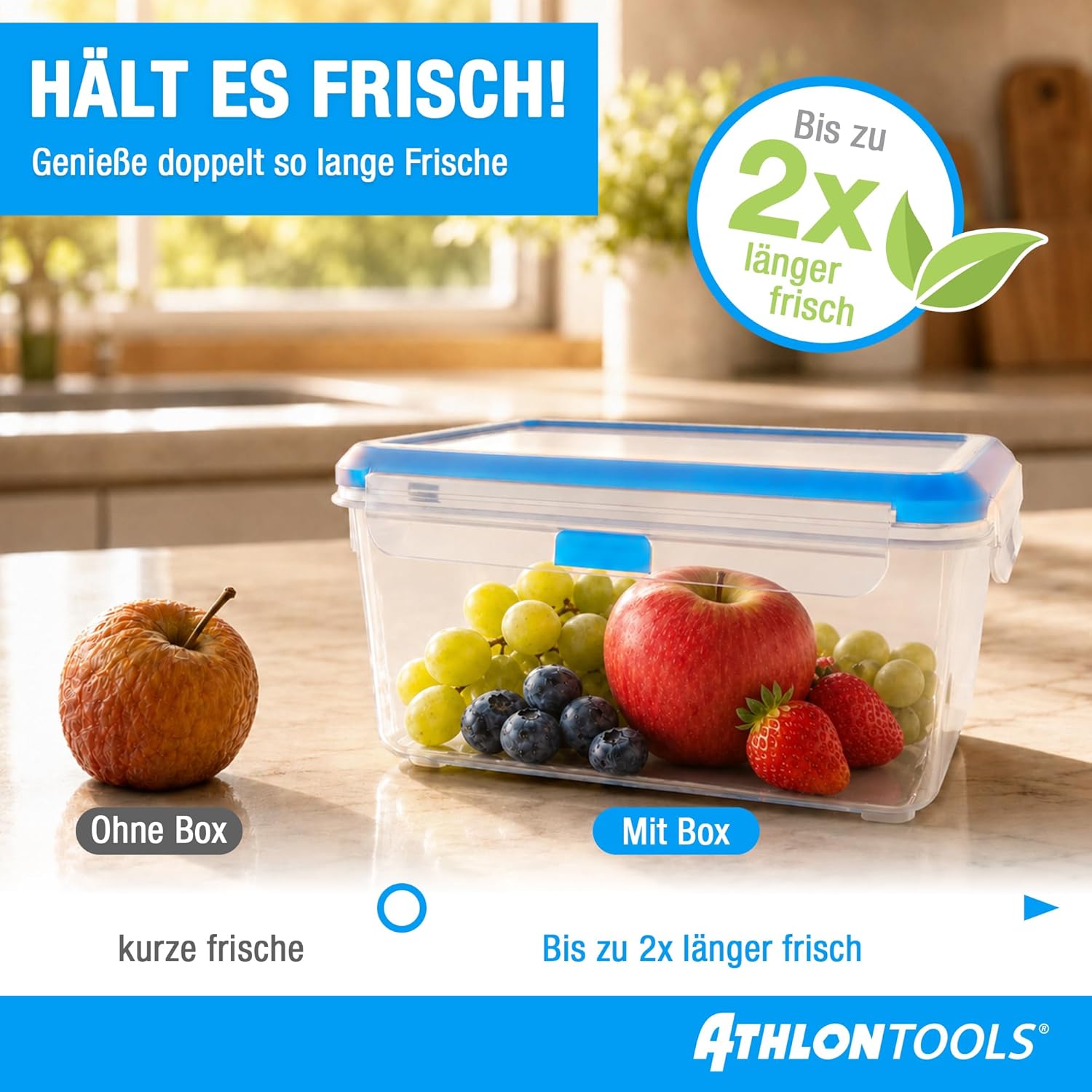 Thumbnail 5 de ATHLON TOOLS 4x 3L Frischhaltedosen-Set (Gastro-Qualität), 100% luftdicht & auslaufsicher, BPA-frei