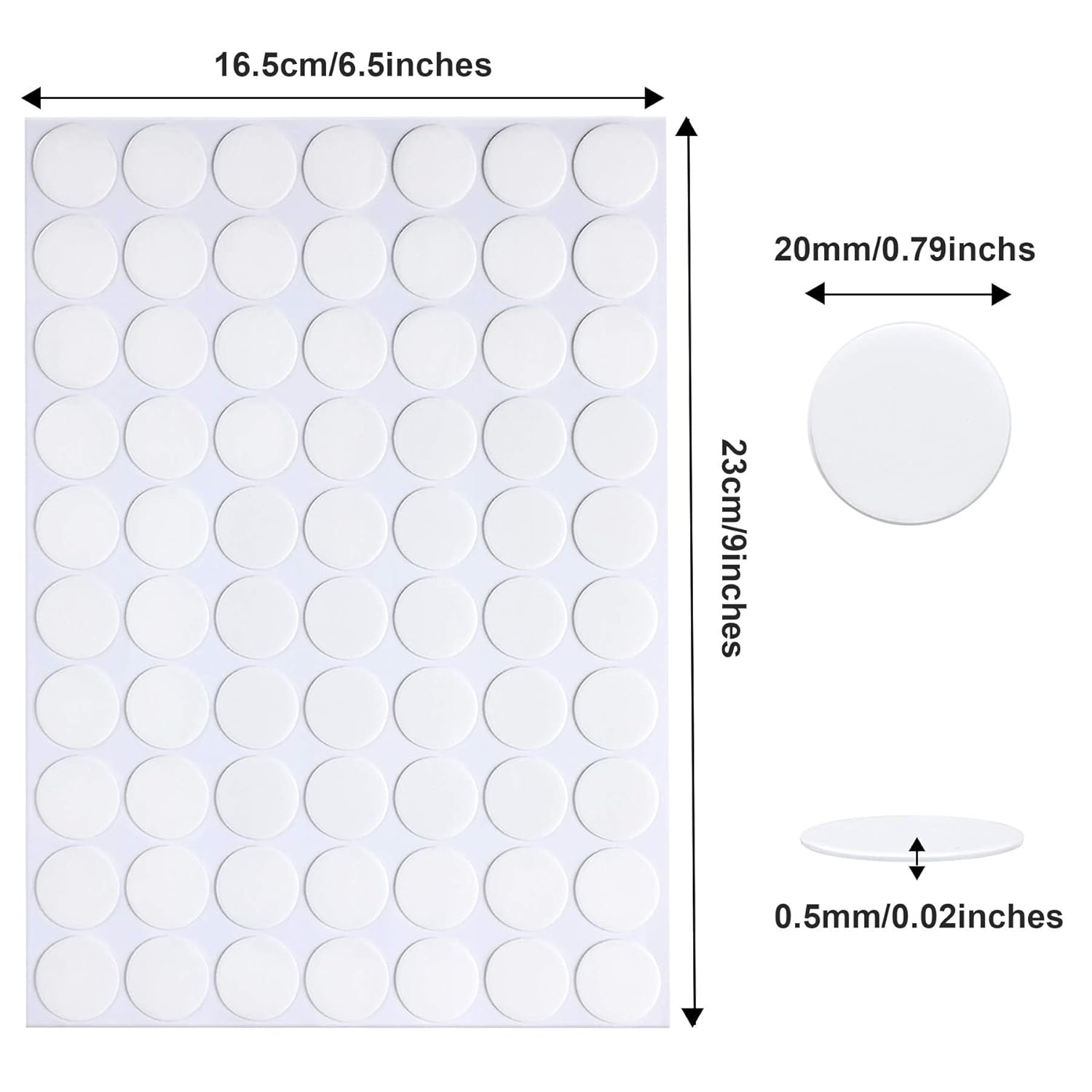 Detalle de JANYUN 280-Piece Clear Sticky Dots, 20 mm Waterproof Double-Sided Putty