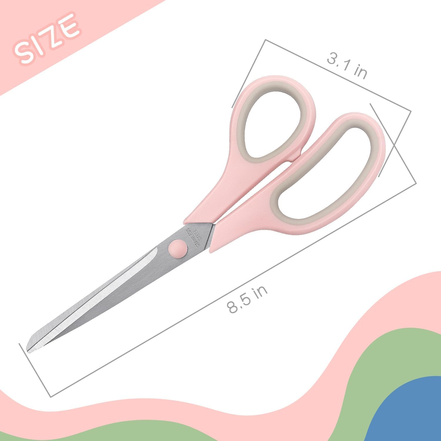 Thumbnail 1 de LONGKEY LY-202411082 8.5" Scissors, 3-Pack Stainless Steel Pastel Set