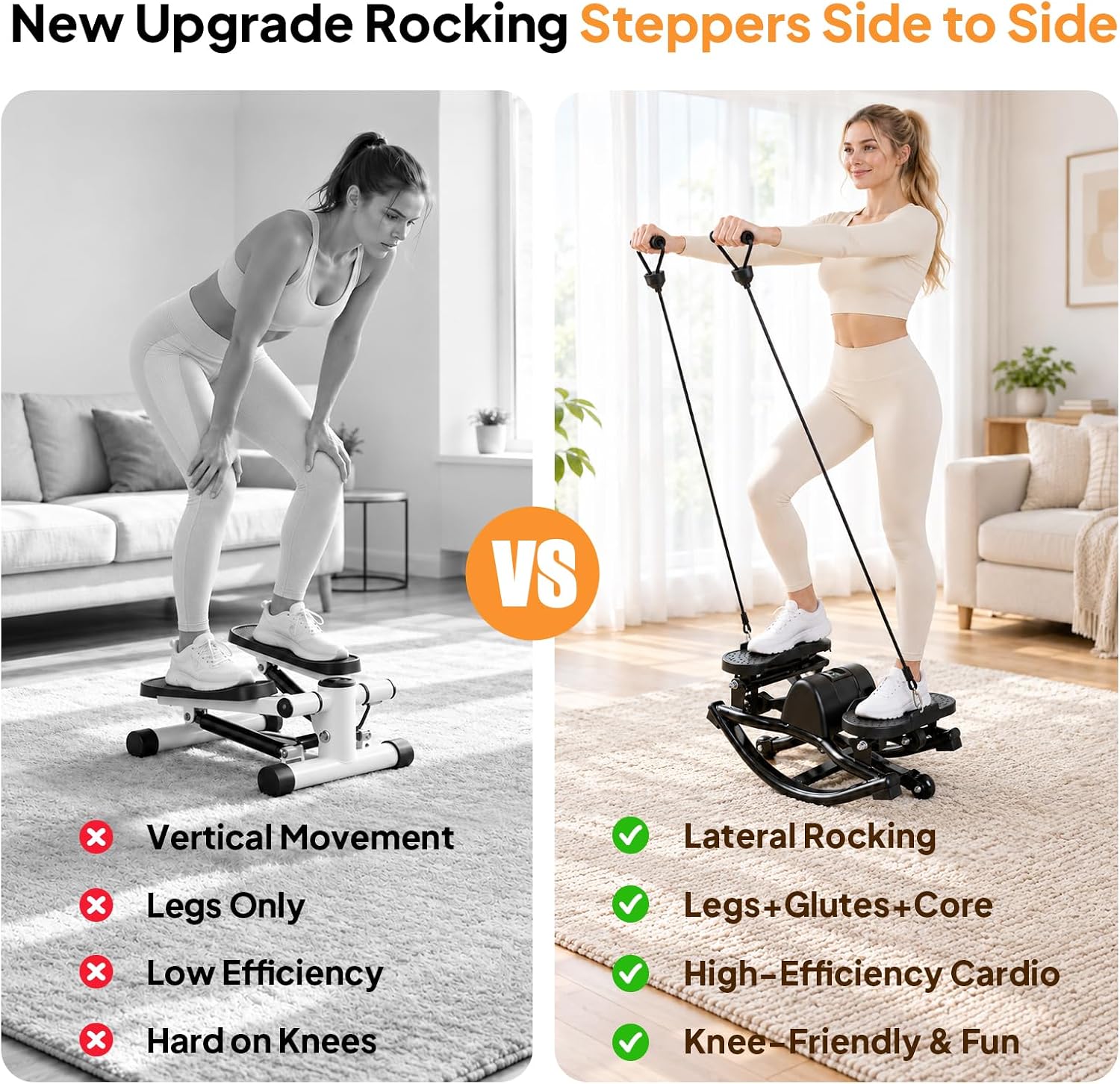 Detalle 2 de ODCPN Rock-006 Side-to-Side Stepper with Resistance Bands and Digital Display