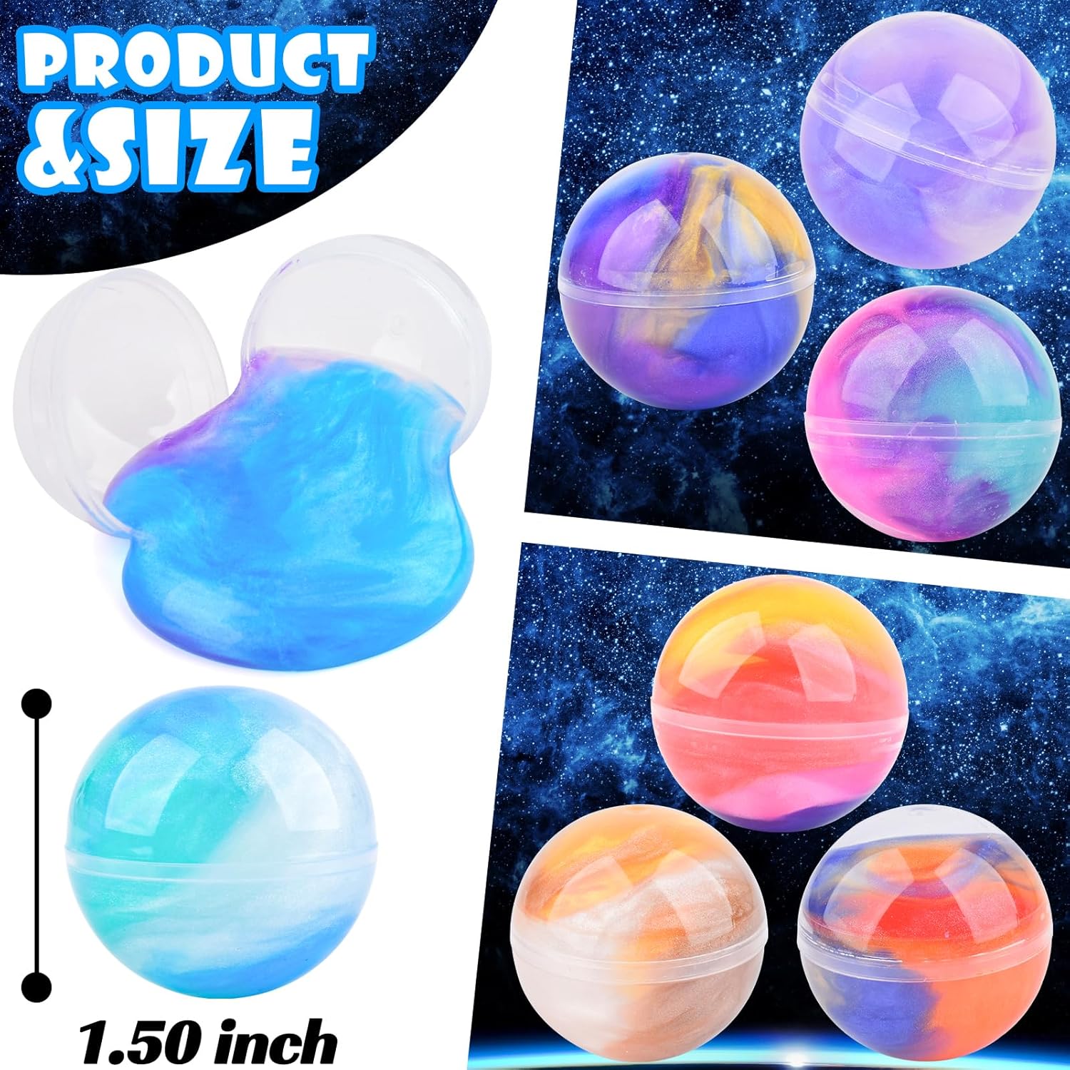 Detalle de Galaxy Slime Party Favors for Kids slime ball blind box kit (9 jars) – non-sticky, sensory stress relief