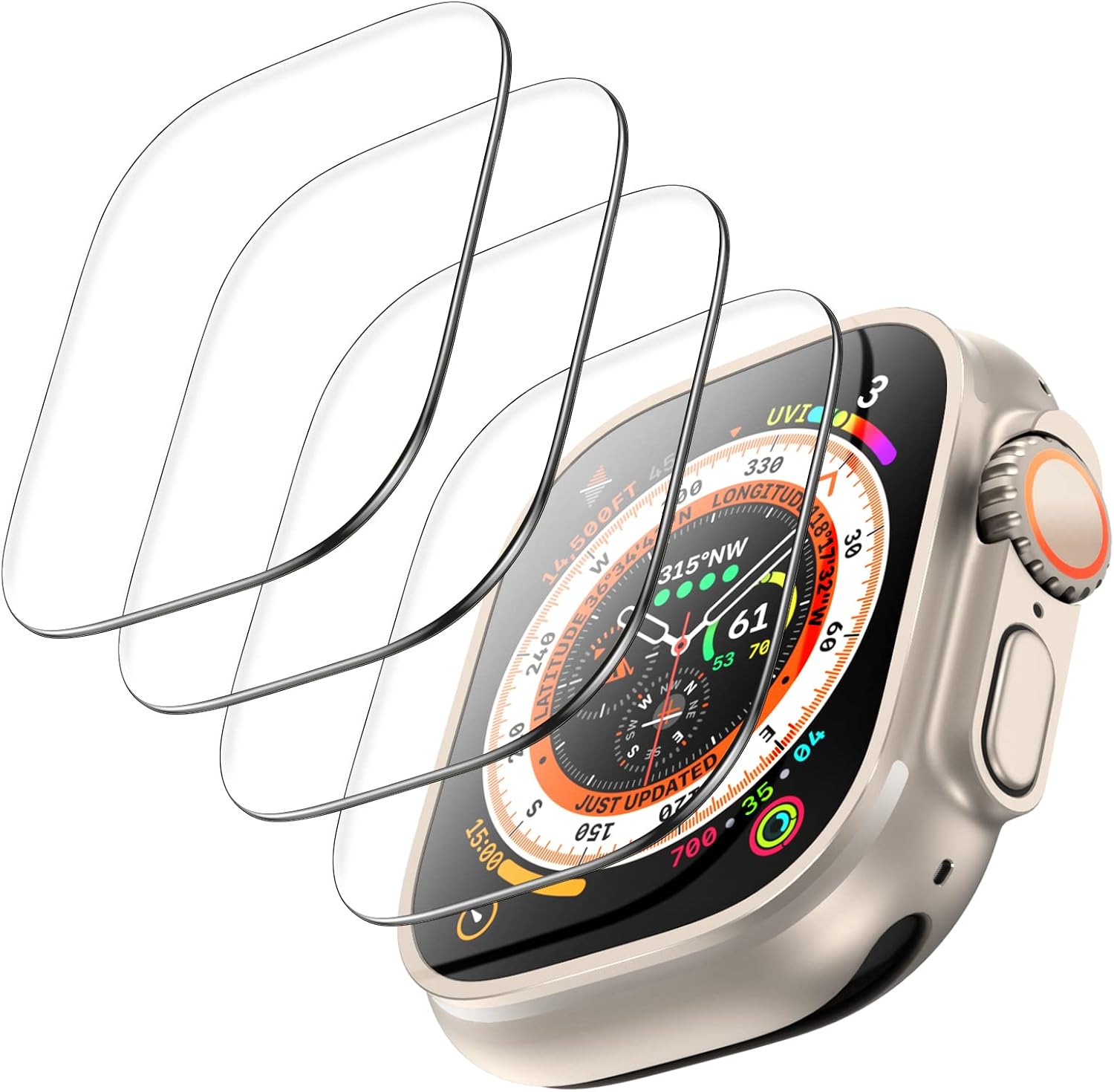 Detalle de TOCOL 4 Pack Screen Protector for Apple Watch Ultra 49mm 🛡