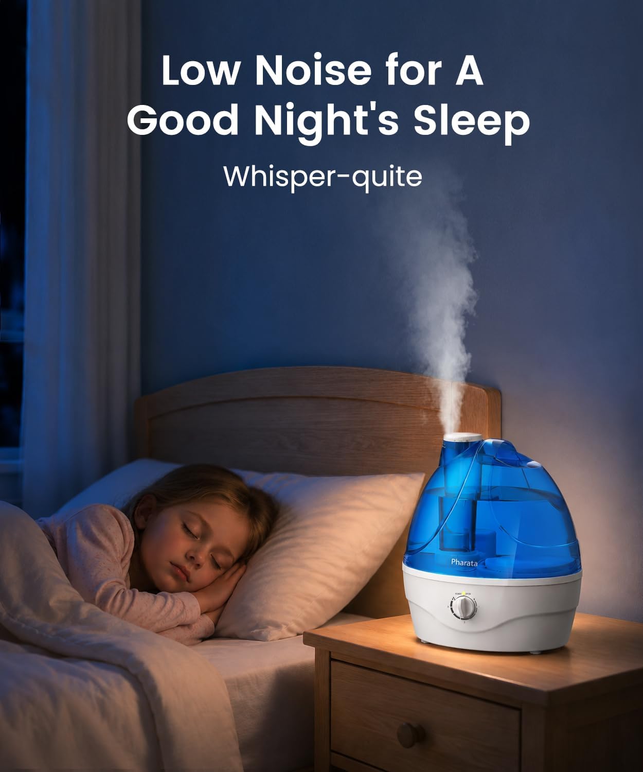 Detalle de Pharata 10020A Cool Mist Humidifier, 2.2 L, 360° Nozzle