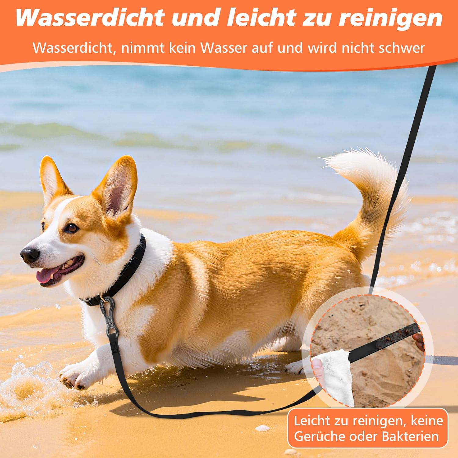 Detalle de X XBEN wasserdichte Schleppleine für Hunde (15 m) mit abschließbarer Karabiner-Sicherung und Handschlaufe