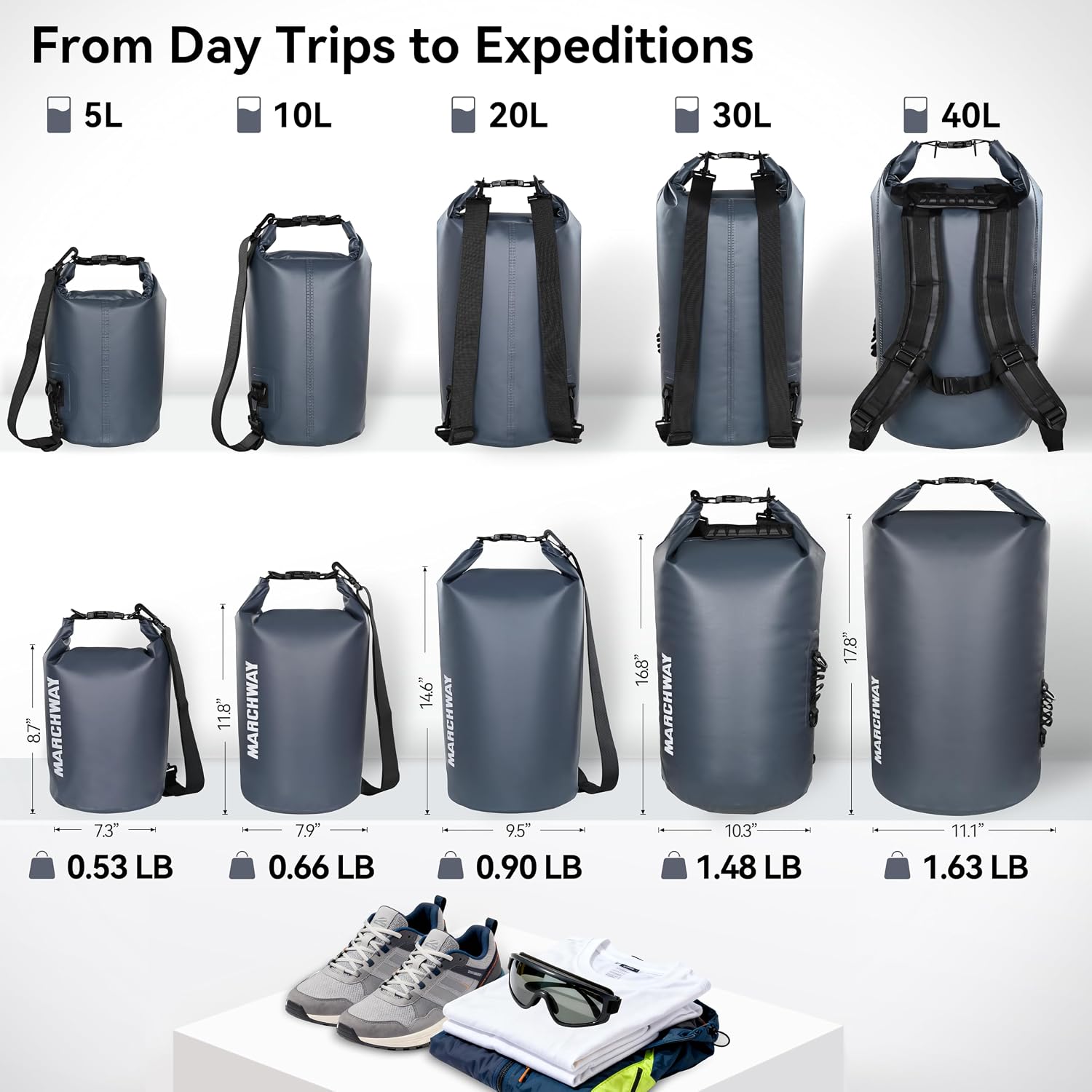 Thumbnail 3 de MARCHWAY Floating Waterproof Dry Bag Backpack (5L–40L)