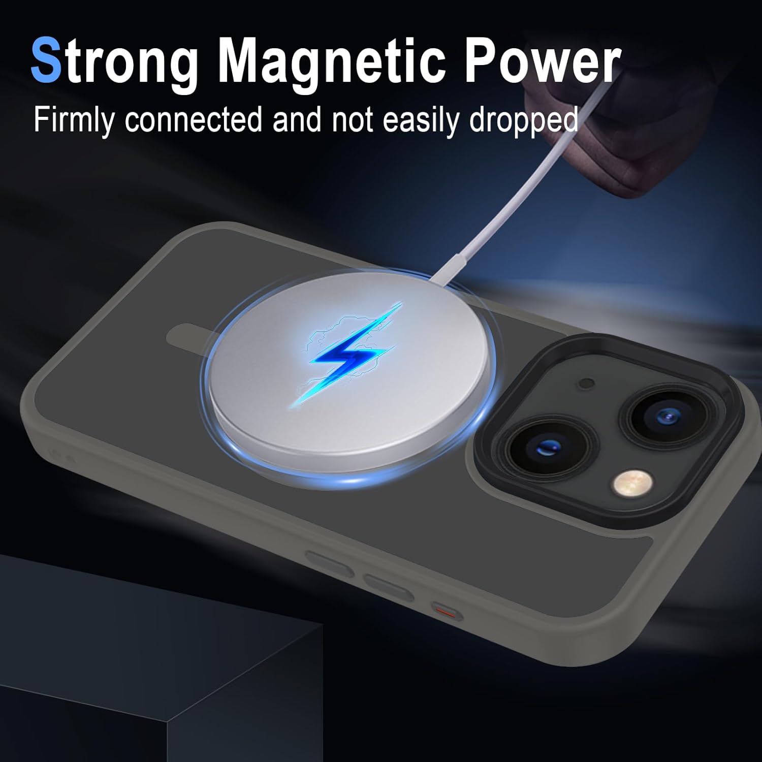 Thumbnail 2 de XTCASE Coque iPhone 15 Magnétique Compatible MagSafe — Gris translucide, mince et résistante