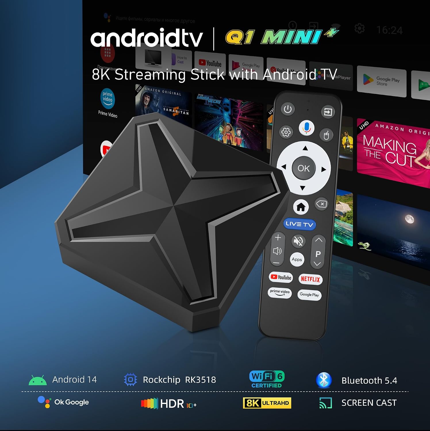 Detalle 2 de Android 14.0 TV Box RK3518 Quad Core