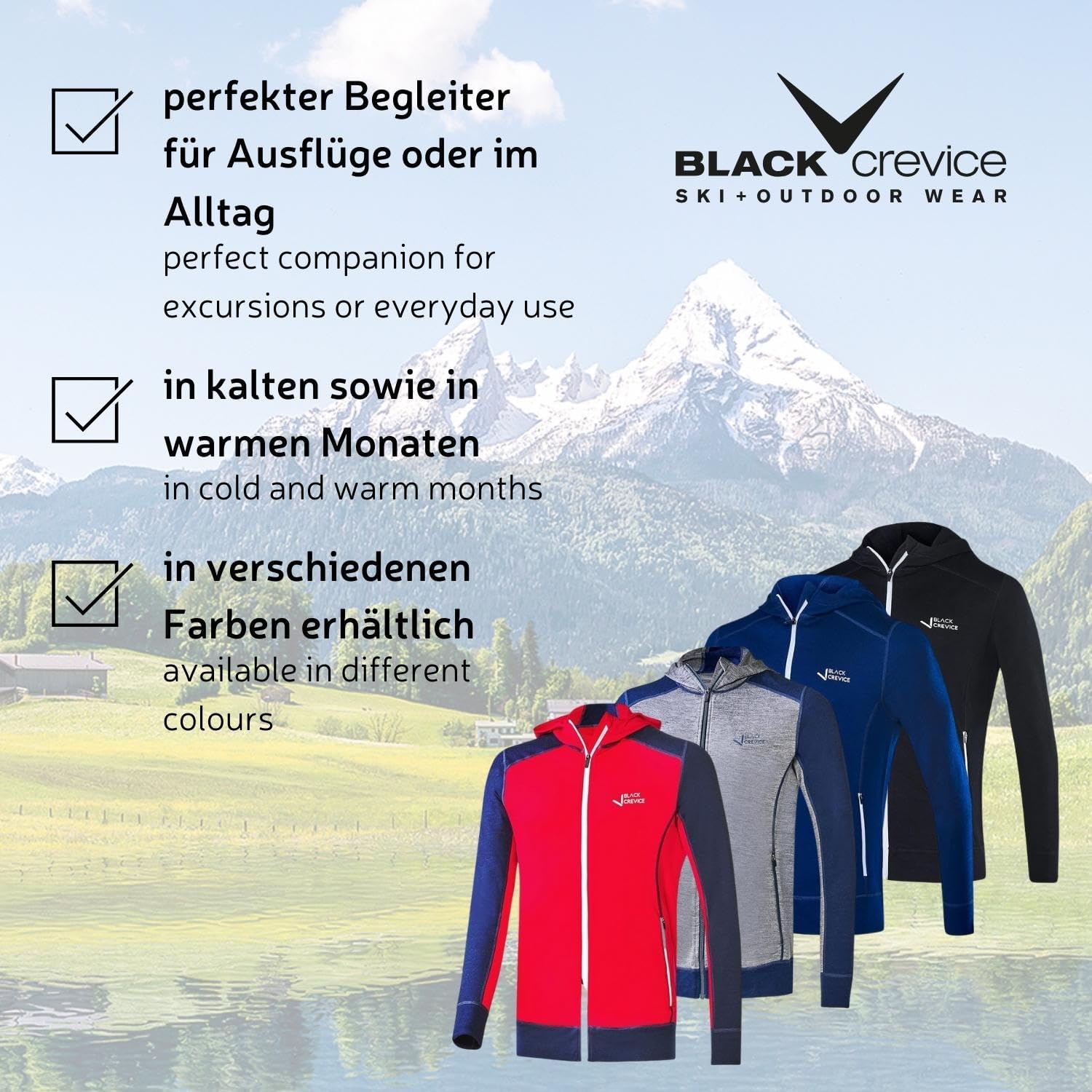 Thumbnail 4 de Black Crevice Giacca in lana merino da uomo con cappuccio – eleganza e comfort outdoor