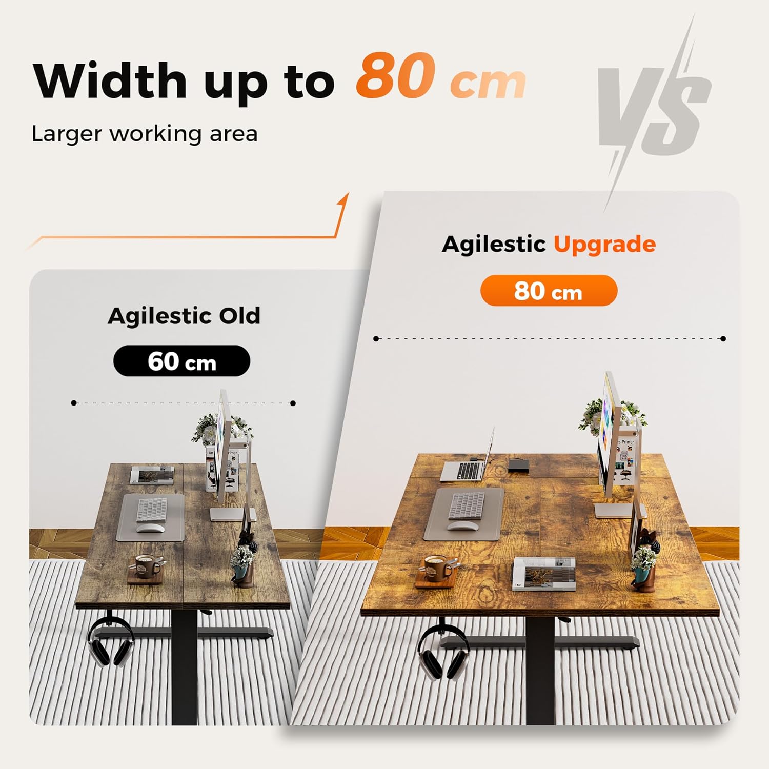 Thumbnail 2 de Agilestic Height-Adjustable Electric Desk, 140x80 cm – Sit-Stand Office Desk