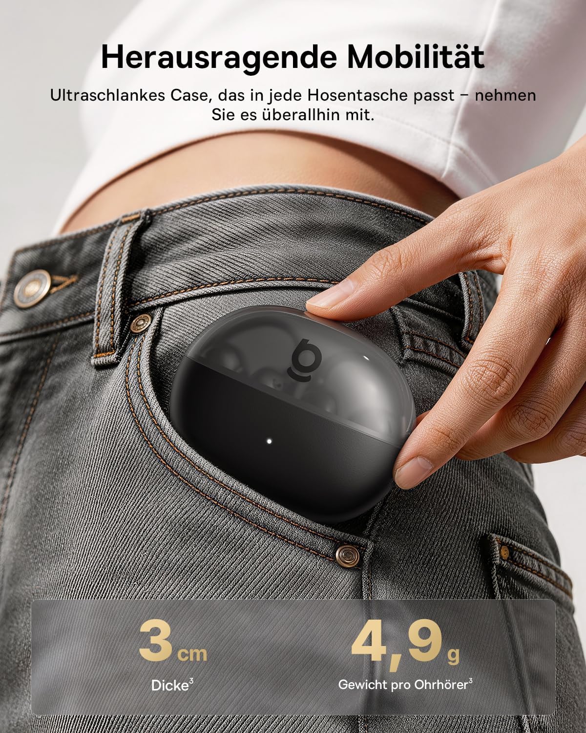 Detalle de Baseus Bowie MC2 Air Open-Ear-Kopfhörer – Clip-On Earbuds mit CloudComfort, Bluetooth 6.0, 40 Std. Akku, IP67