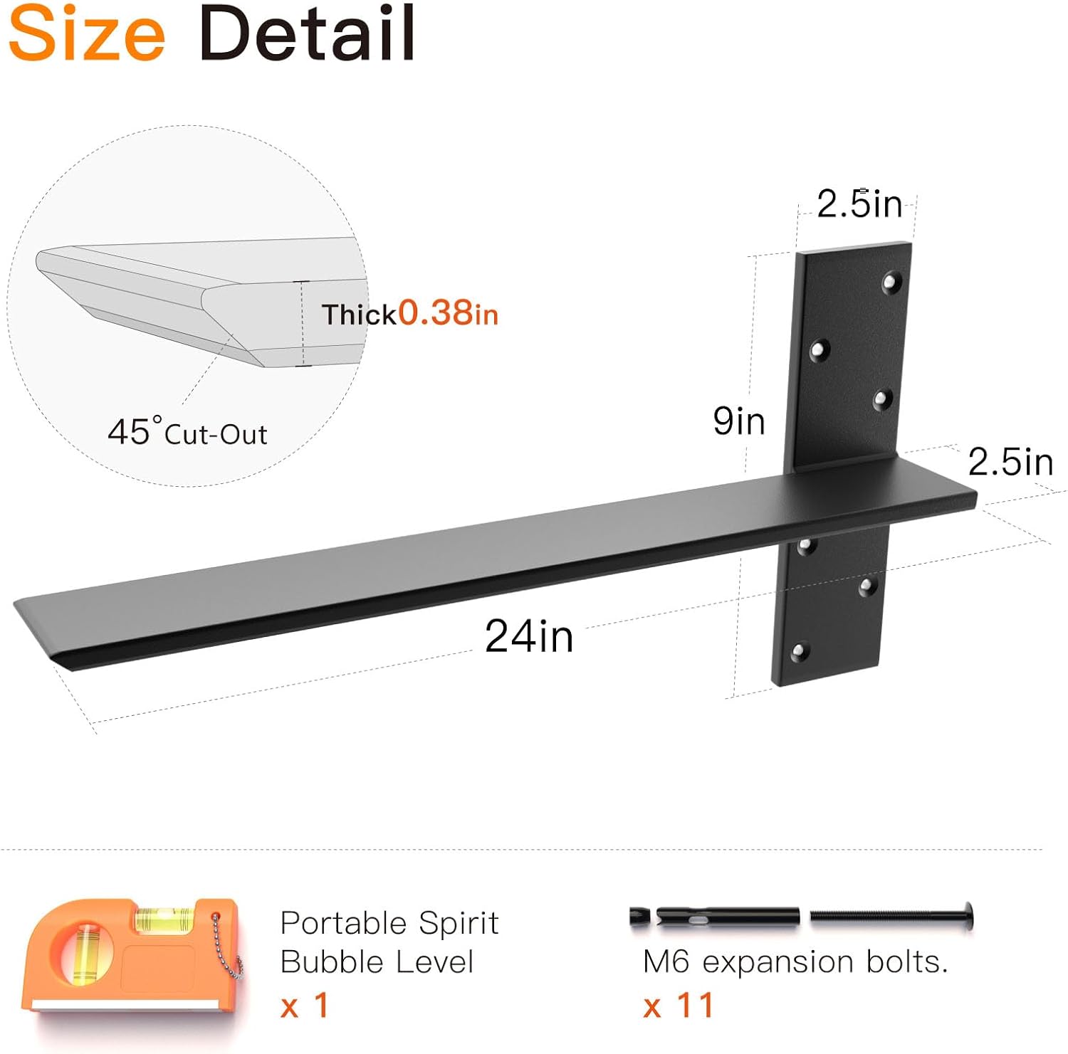 Detalle 2 de LEOPO 24" Lx2.5 T Shelf Bracket 2-Pack 🛠