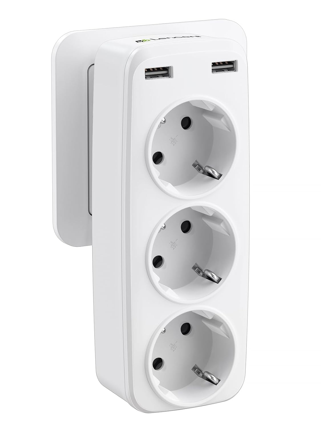 Detalle de LENCENT PAWEIYA-USB4000-3S2U stopcontactadapter met 3 geaarde aansluitingen en 2 USB-poorten
