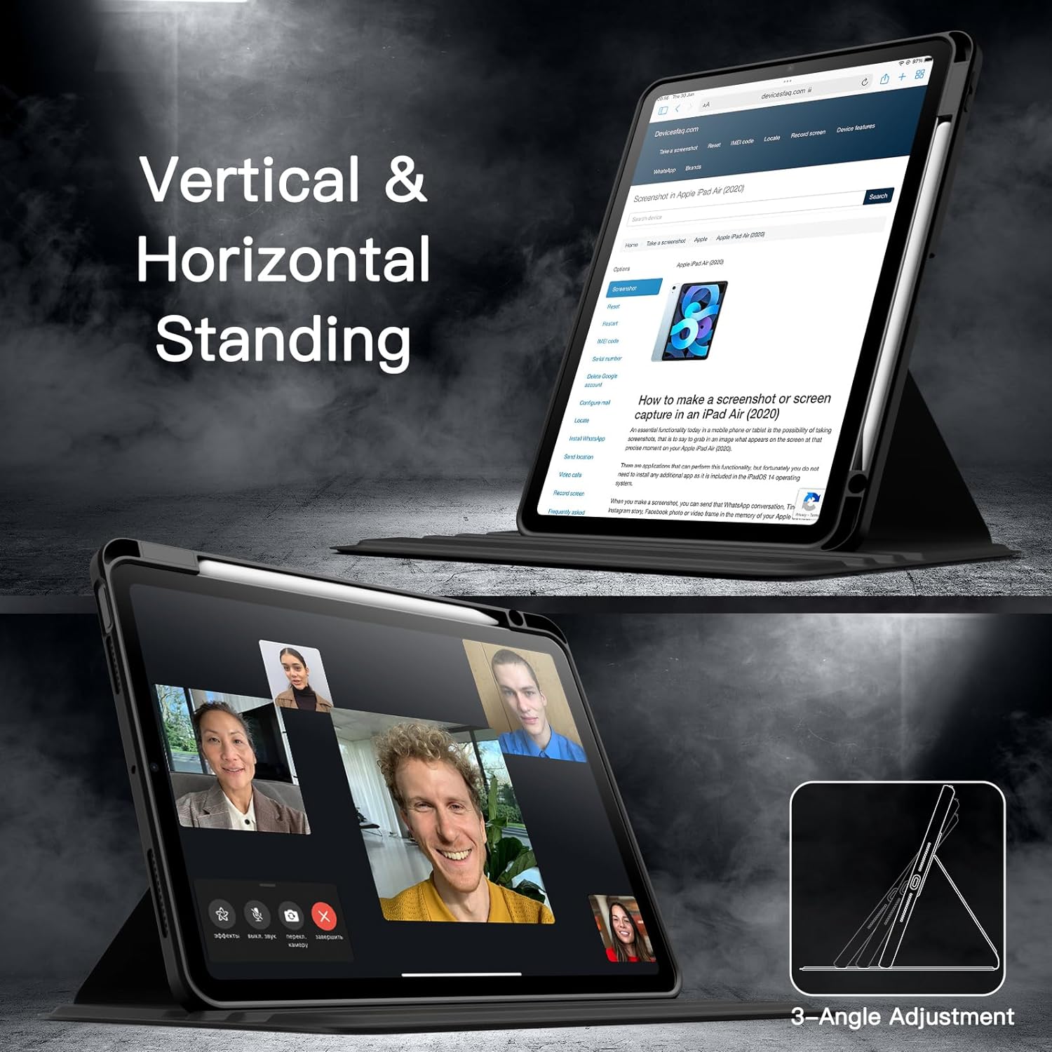 Thumbnail 6 de JETech draaibare hoes voor iPad Air 11 inch M4/M3/M2 en 10,9 inch Air 5/4