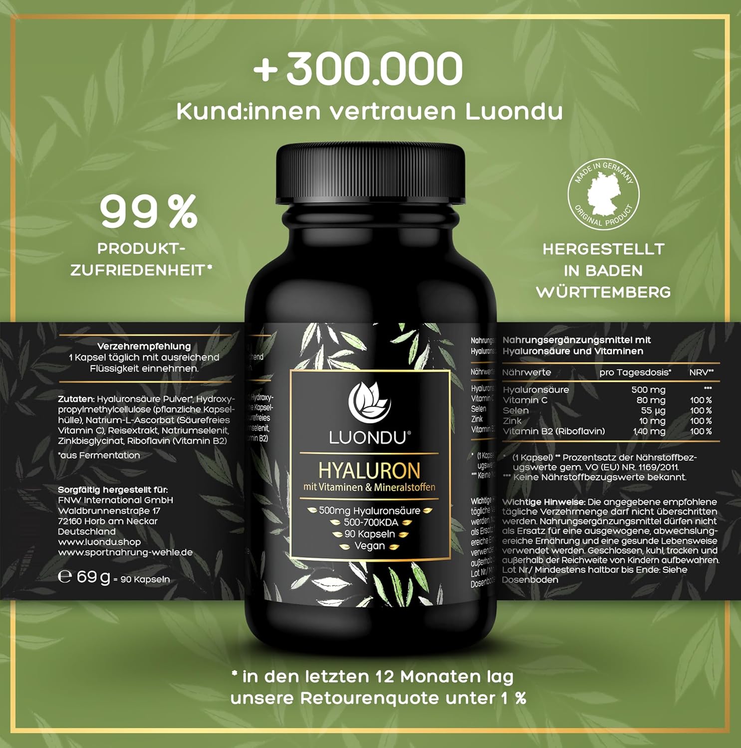 Thumbnail 4 de Hyaluron Kapseln hochdosiert 500 mg 90 Stk
