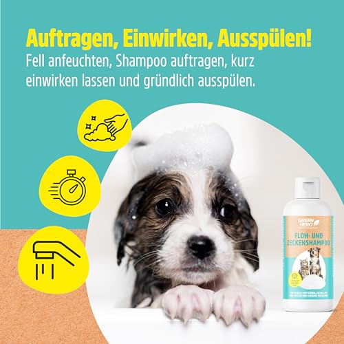 Detalle 2 de Green Hero Floh- und Zeckenshampoo für Hund & Katze 250 ml – silikonfrei, parabenfrei