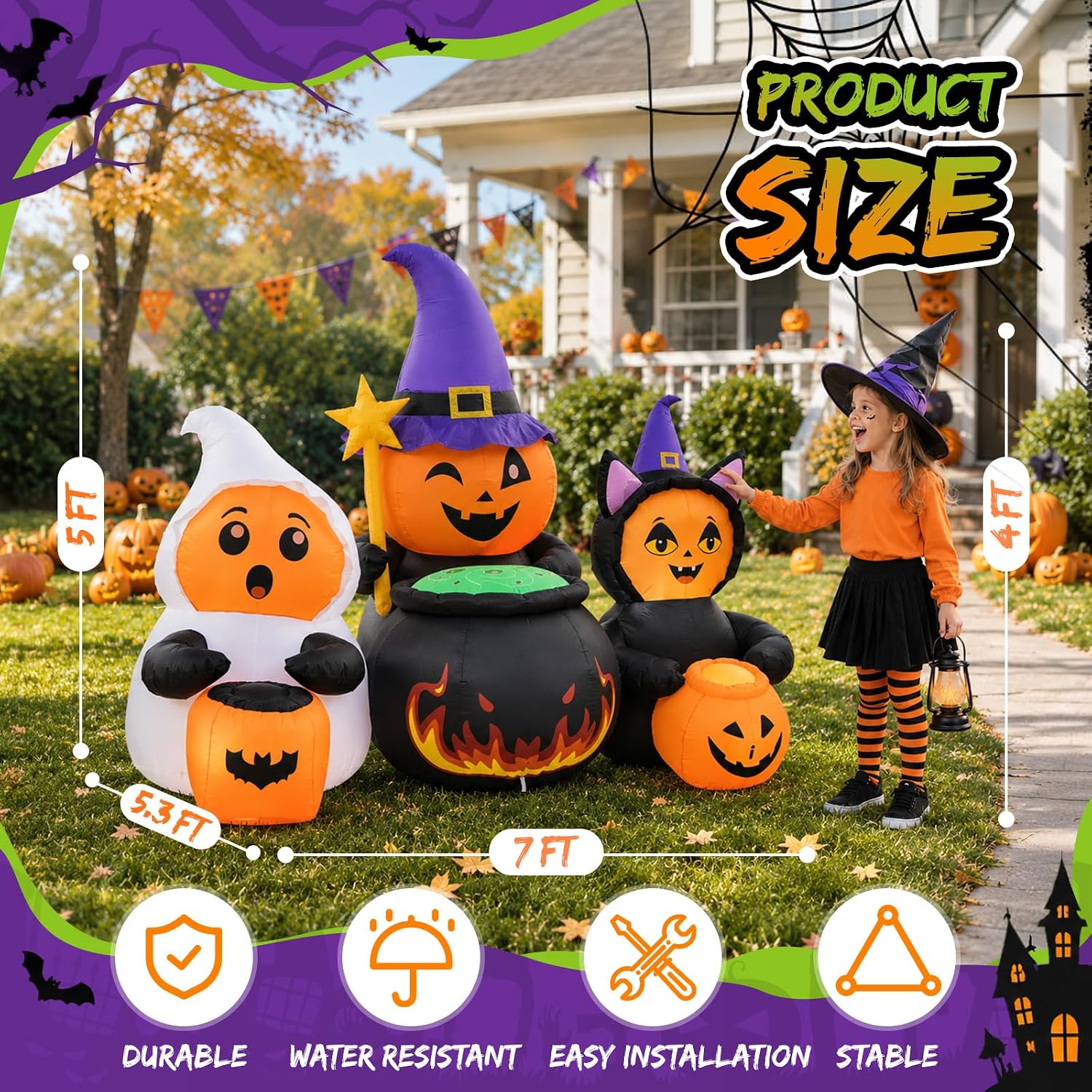 Detalle de YY-HI-PKP-7FT 7-ft Halloween Inflatable with Built-In LEDs